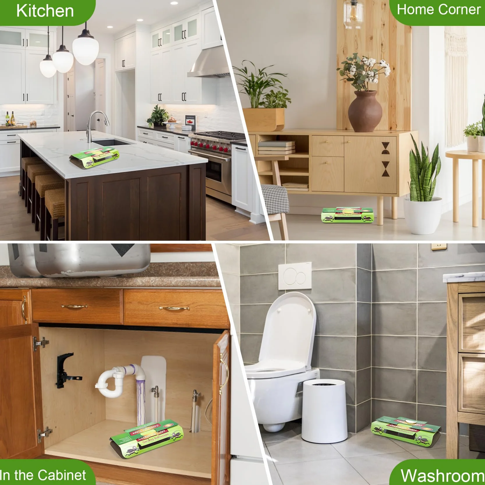 Pièges à Cafards Efficaces, Lot de 48, Anti Cafard Vert