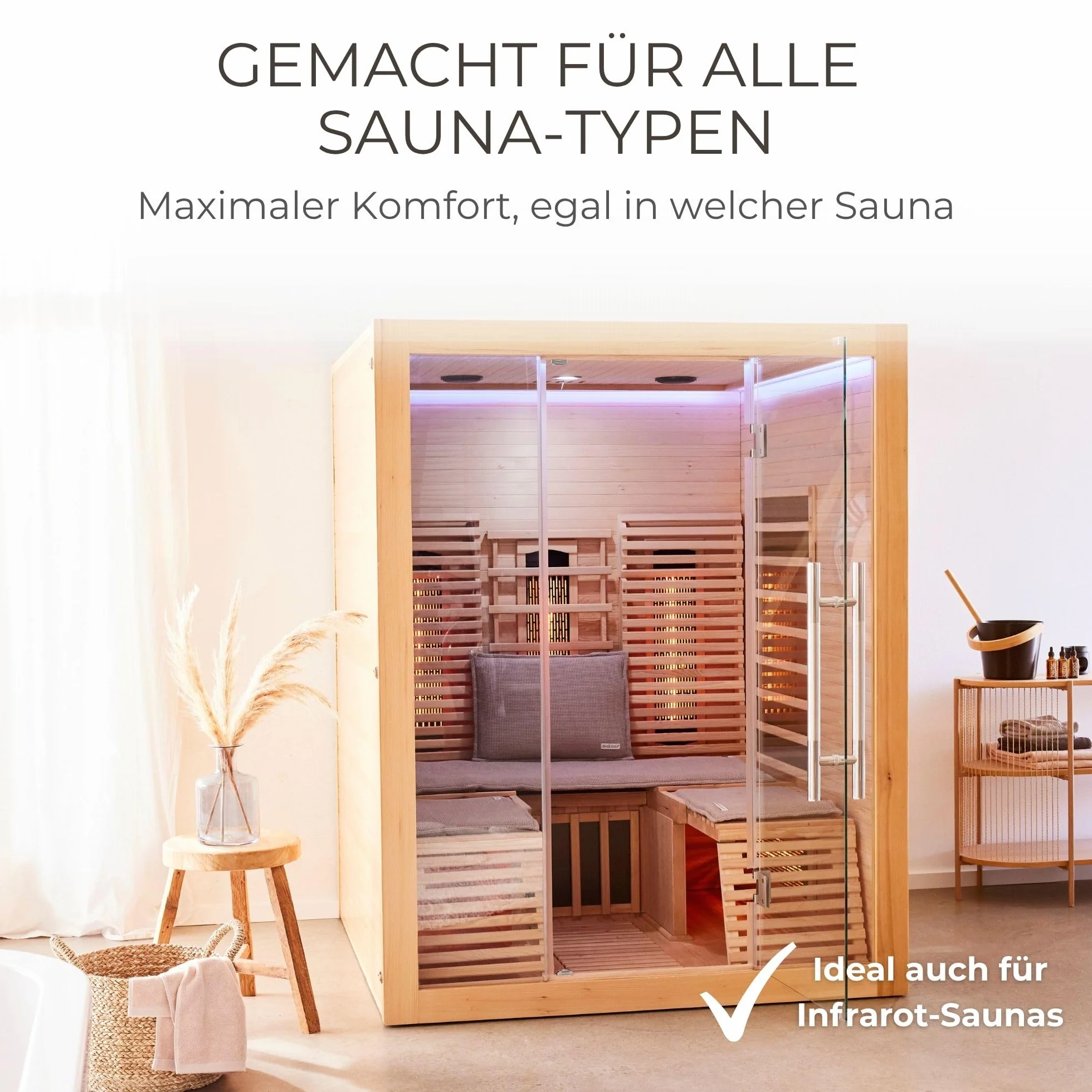 SAUNASOFA Ensemble de sauna avec coussin d'assise et serviette – Lavable, respirant, fabriqué à la main en Europe