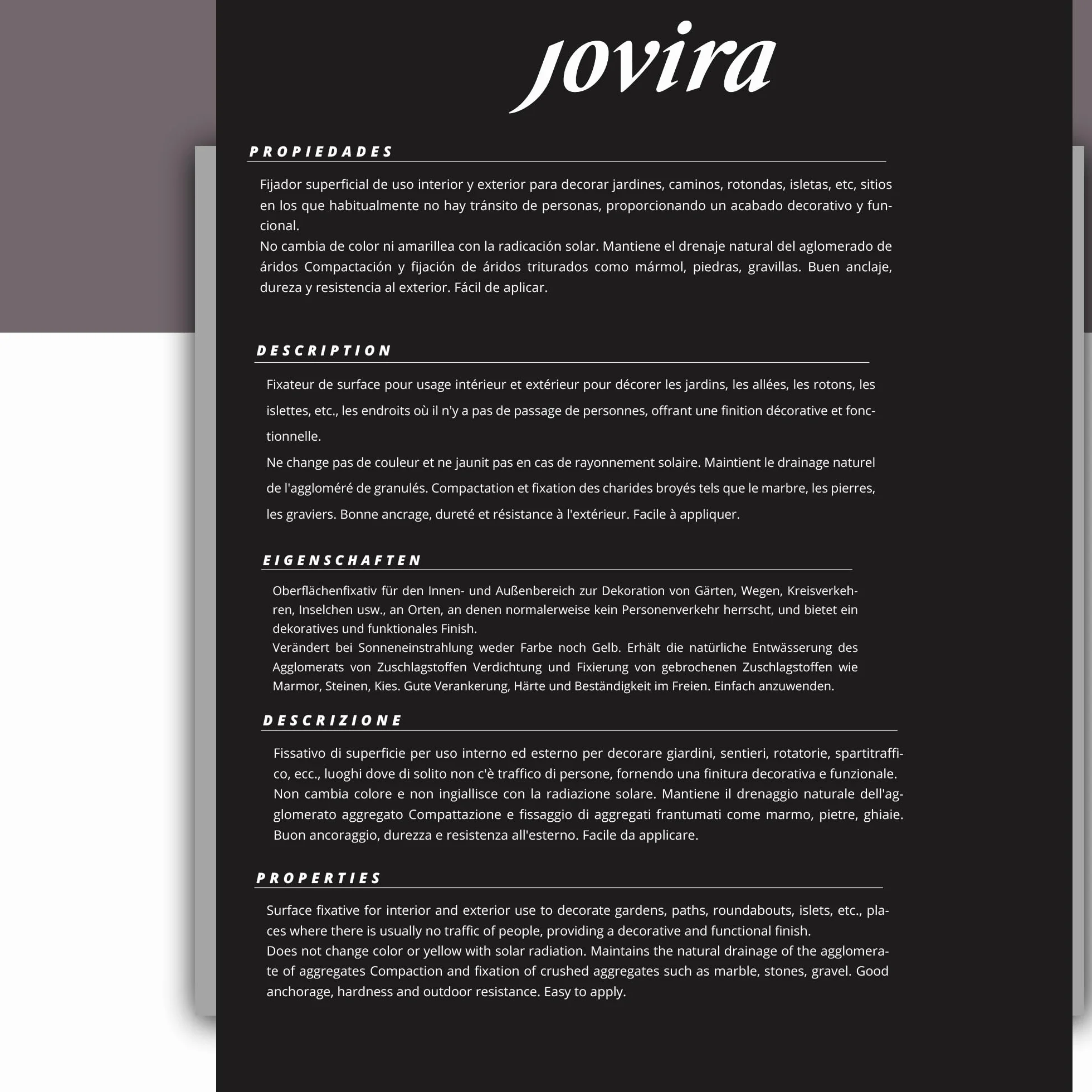 JOVIRA PINTURAS Résine extérieure pour gravier et cailloux 5 L