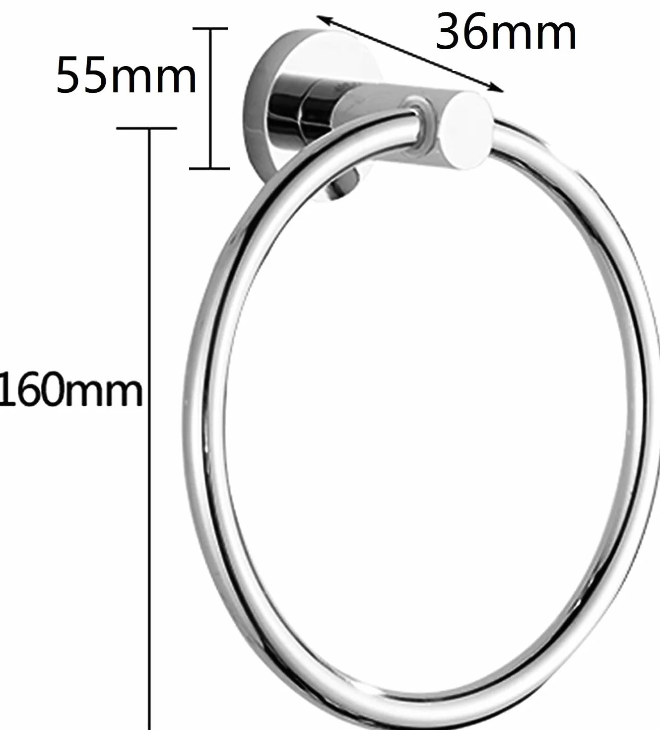 Porte Serviette Acier Inoxydable 16 cm Mural Rond Argent pour Salle de Bains