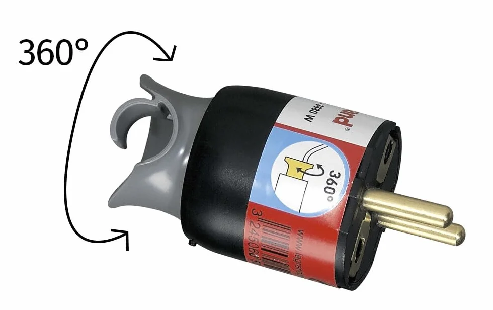 Fiche aérienne rotative noire pour connexions électriques mobiles et divertissement