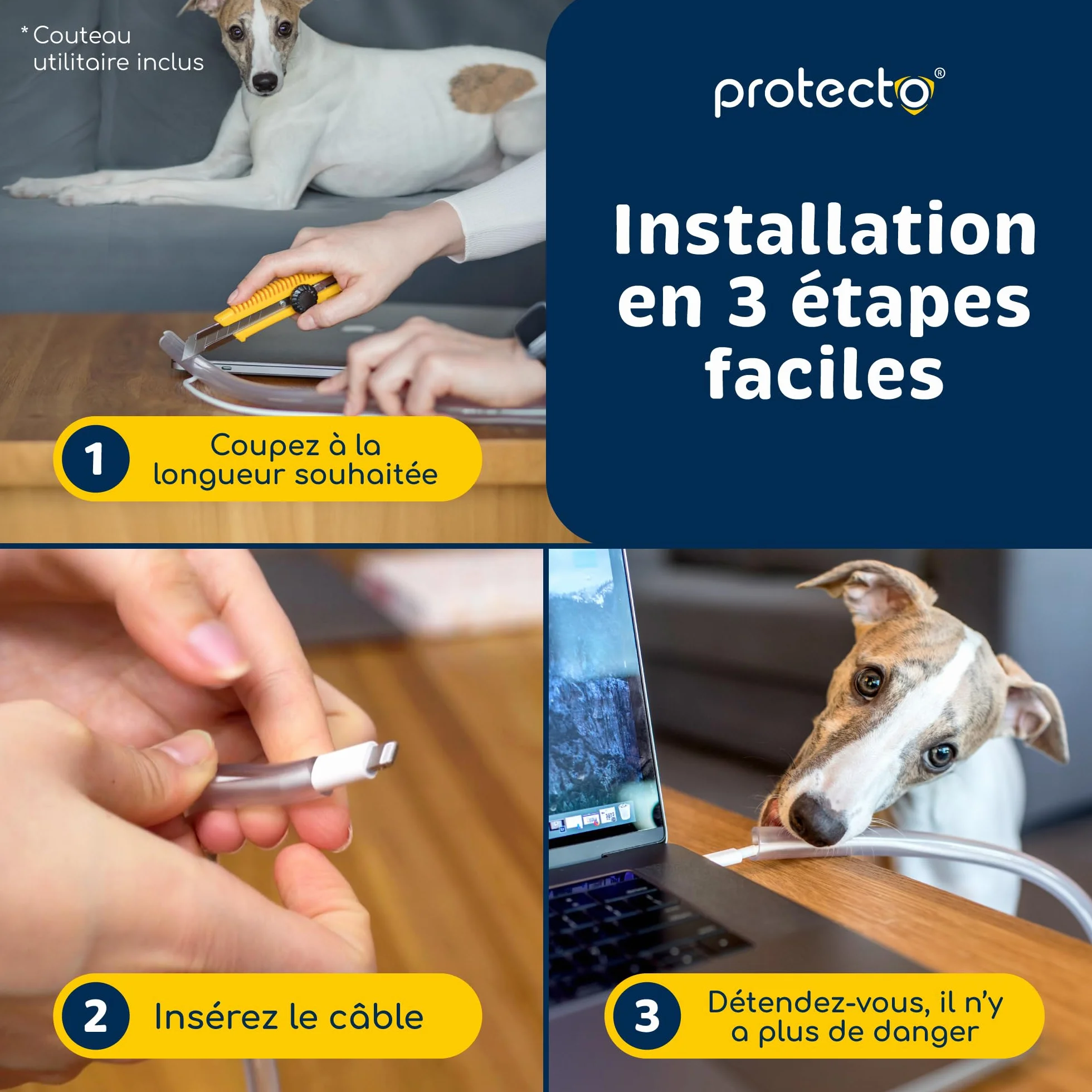 PROTECTO Gaine Protection Câble 3 m Ø 9 mm Anti-Morsure Transparente