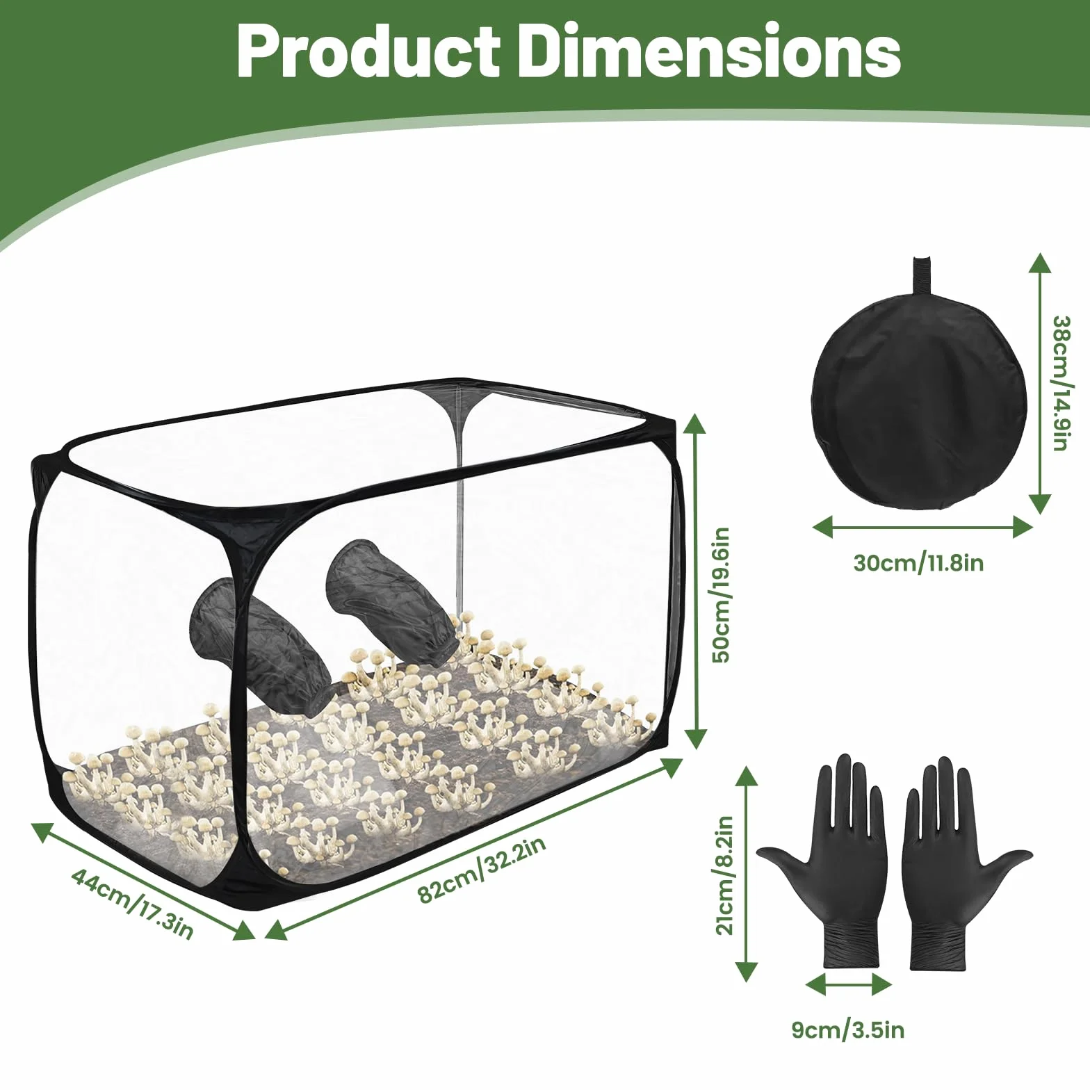 Tente de culture de champignons Still Air Box 90 x 60 x 60 cm transparente pliable avec gants
