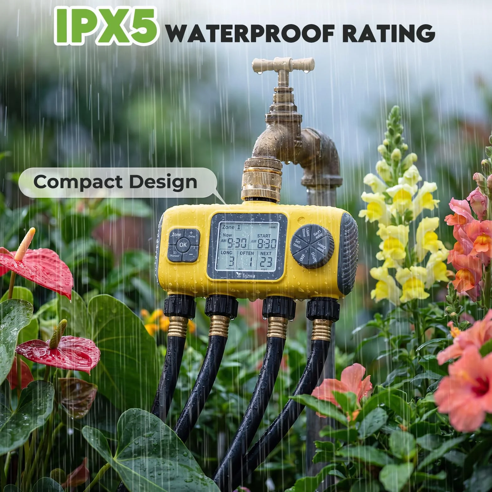 Programmateur Arrosage Automatique AVCE 4 Zone Écran LCD Minuteur Jardin