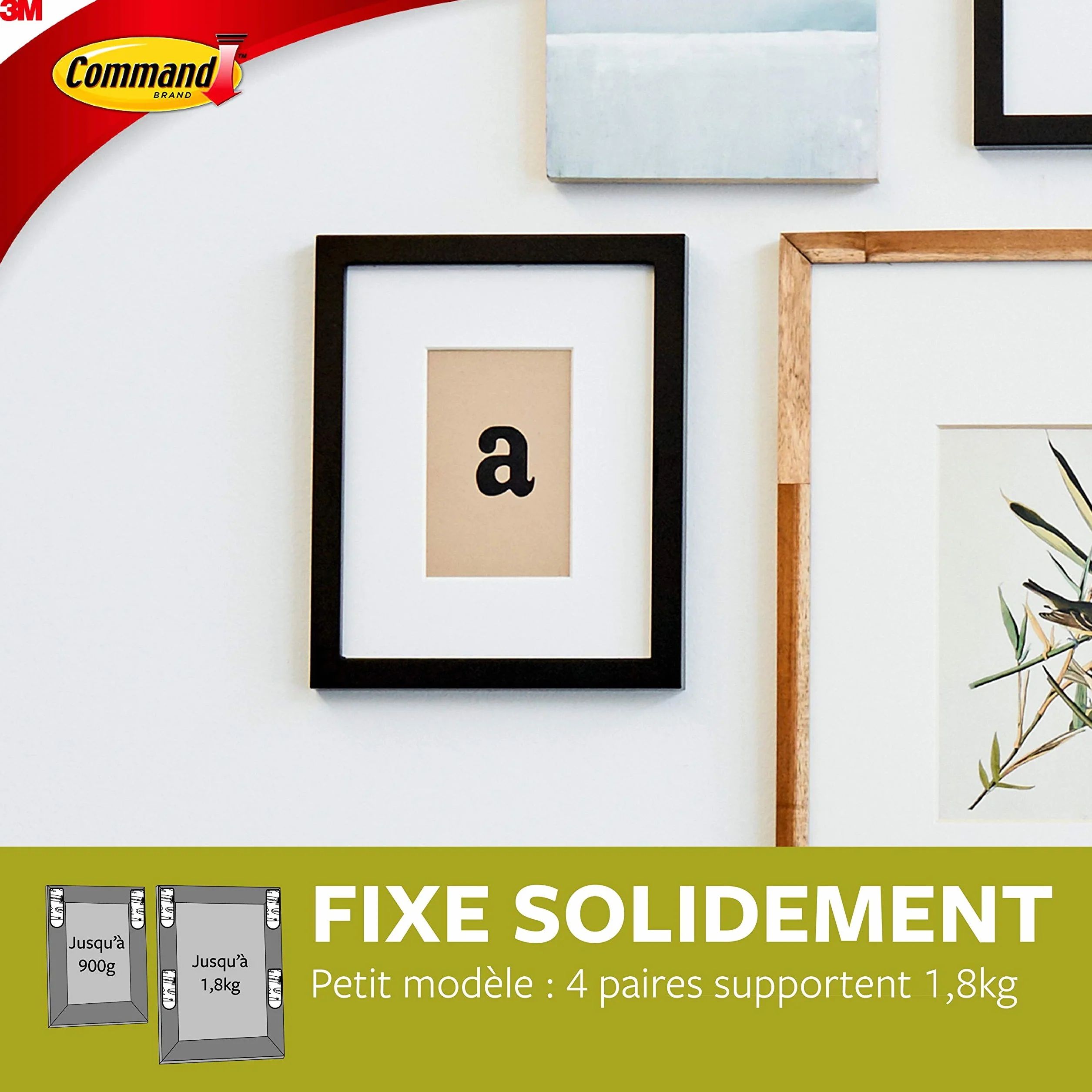 Command Bandes Adhésives Blanches pour Suspension sans Dommage, Lot de 4 - Petites Photos, Posters, Cadres et Miroirs