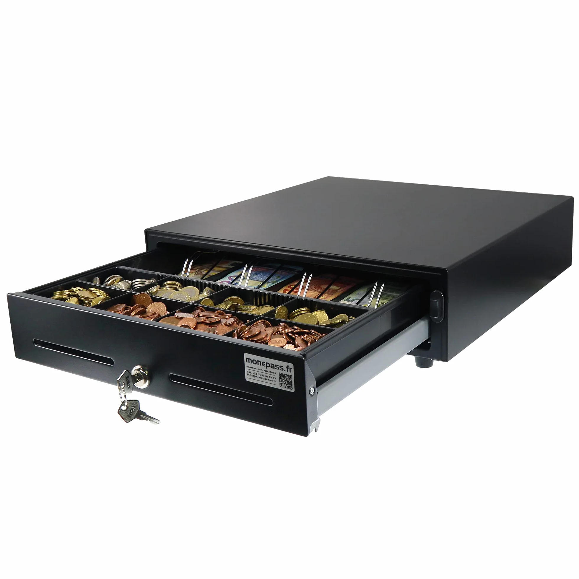 Monepass CD200b2-4B/8C Tiroir-caisse 41 cm à ouverture manuelle avec Insert amovible