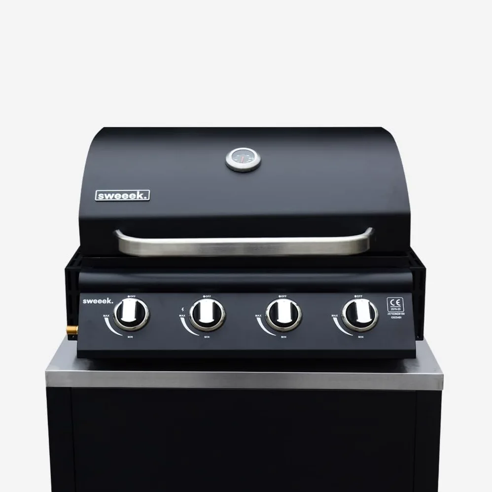 sweeek - Barbecue à gaz avec 4 brûleurs à poser avec récupérateur de graisse