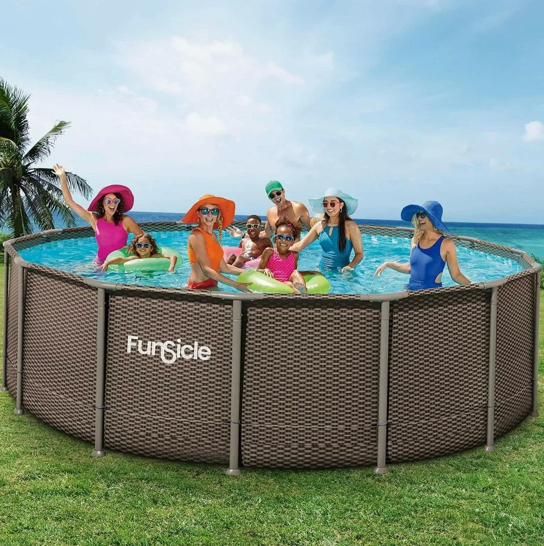 FUNSICLE Piscine Tubulaire Ronde Marron Ø4,57m x h1,22m