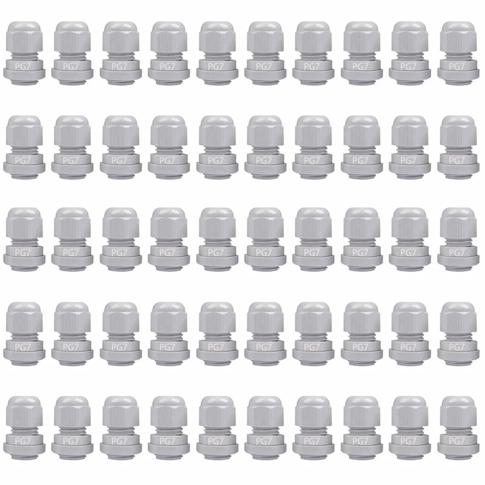 Presse-étoupes PG7 Nylon étanches Blanc 3-6.5mm GTIWUNG 50Pcs