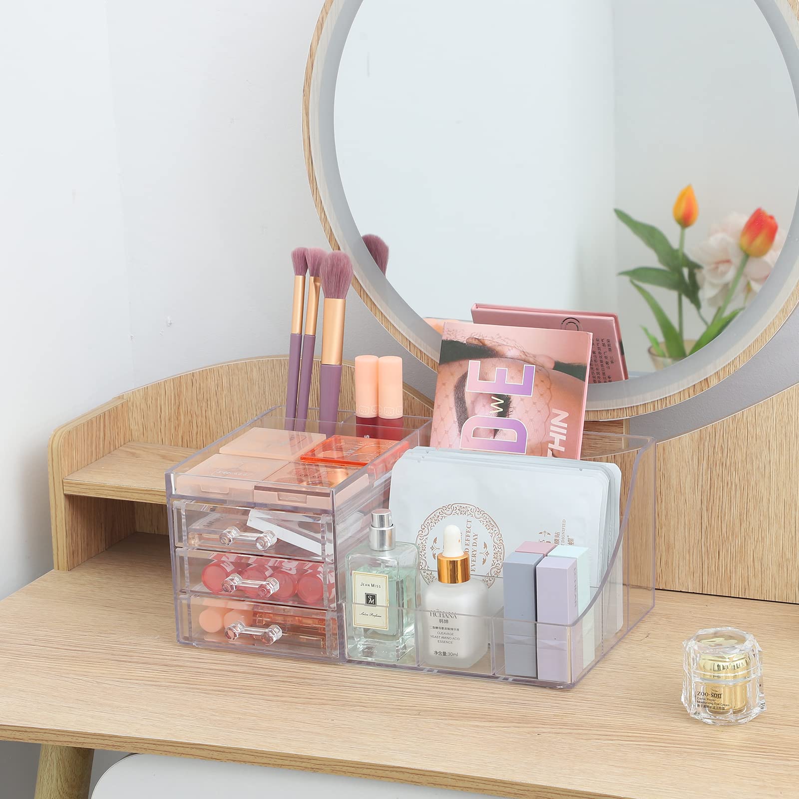 Clear Stackable 3-Drawer Acrylic Organizer