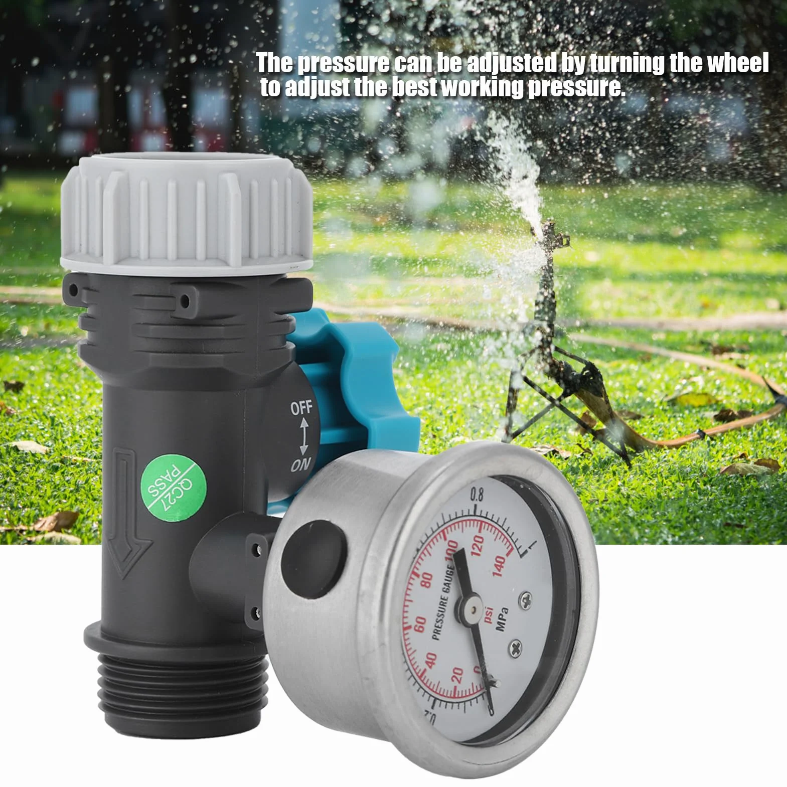 Régulateur de Pression D'eau Réglable avec Manomètre, pour Jardin Camping-car