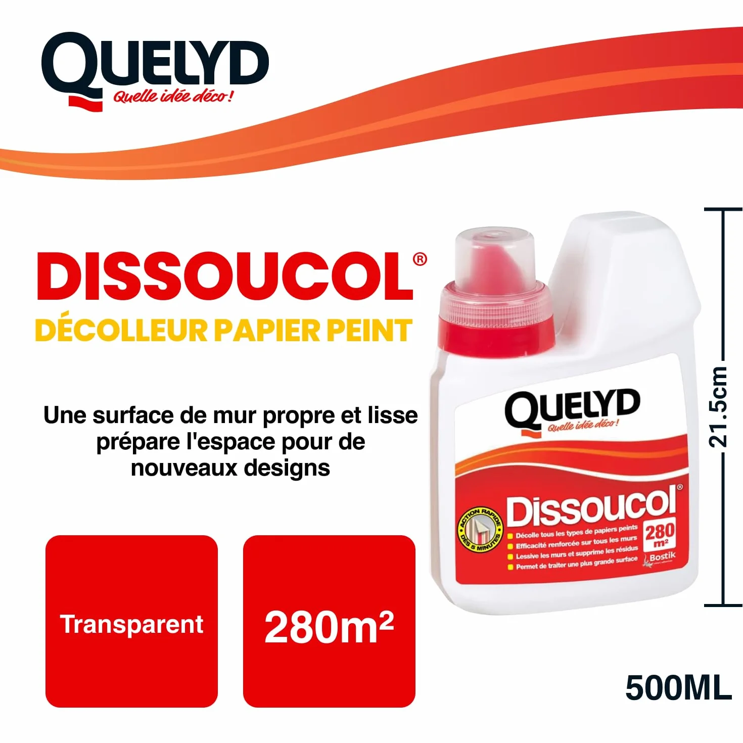 Quelyd Décolleur Papier Peint Dissoucol 500 ml (280 m²) – Efficace en 5 Minutes