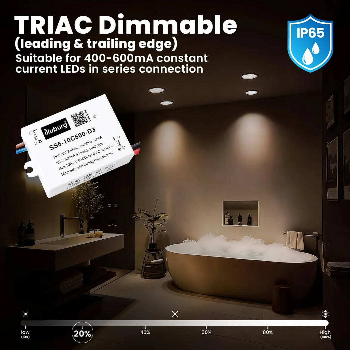 Transformateur LED Variable TRIAC 350mA Courant Constant 5W-10W Driver