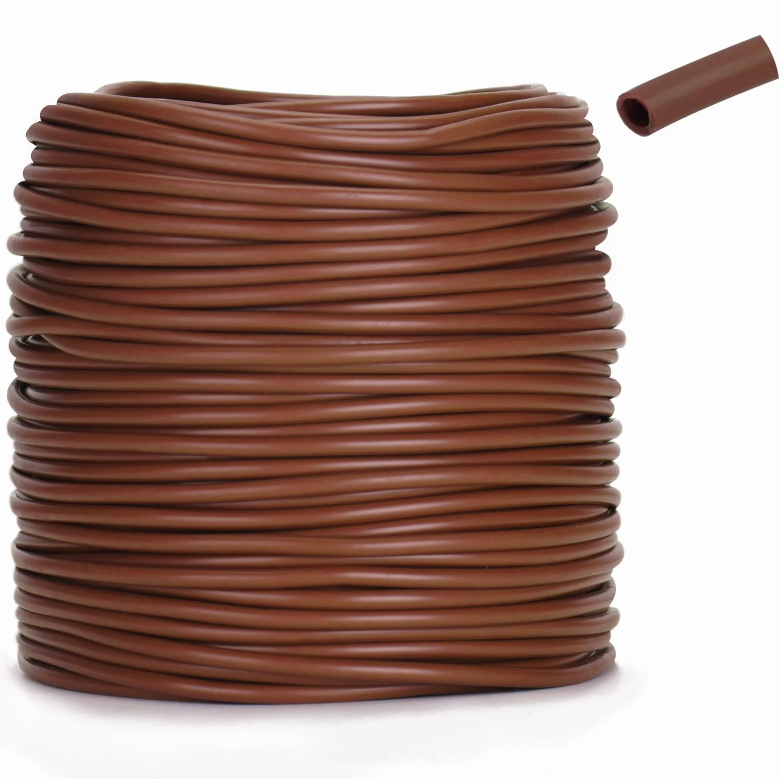 KINGLAKE Lien Souple Tube Creux pour Attacher Plantes, 3mmX100m Cordon Creux, Tuyau Creux en Caoutchouc pour Tomates, Roses, Fleurs- Brun