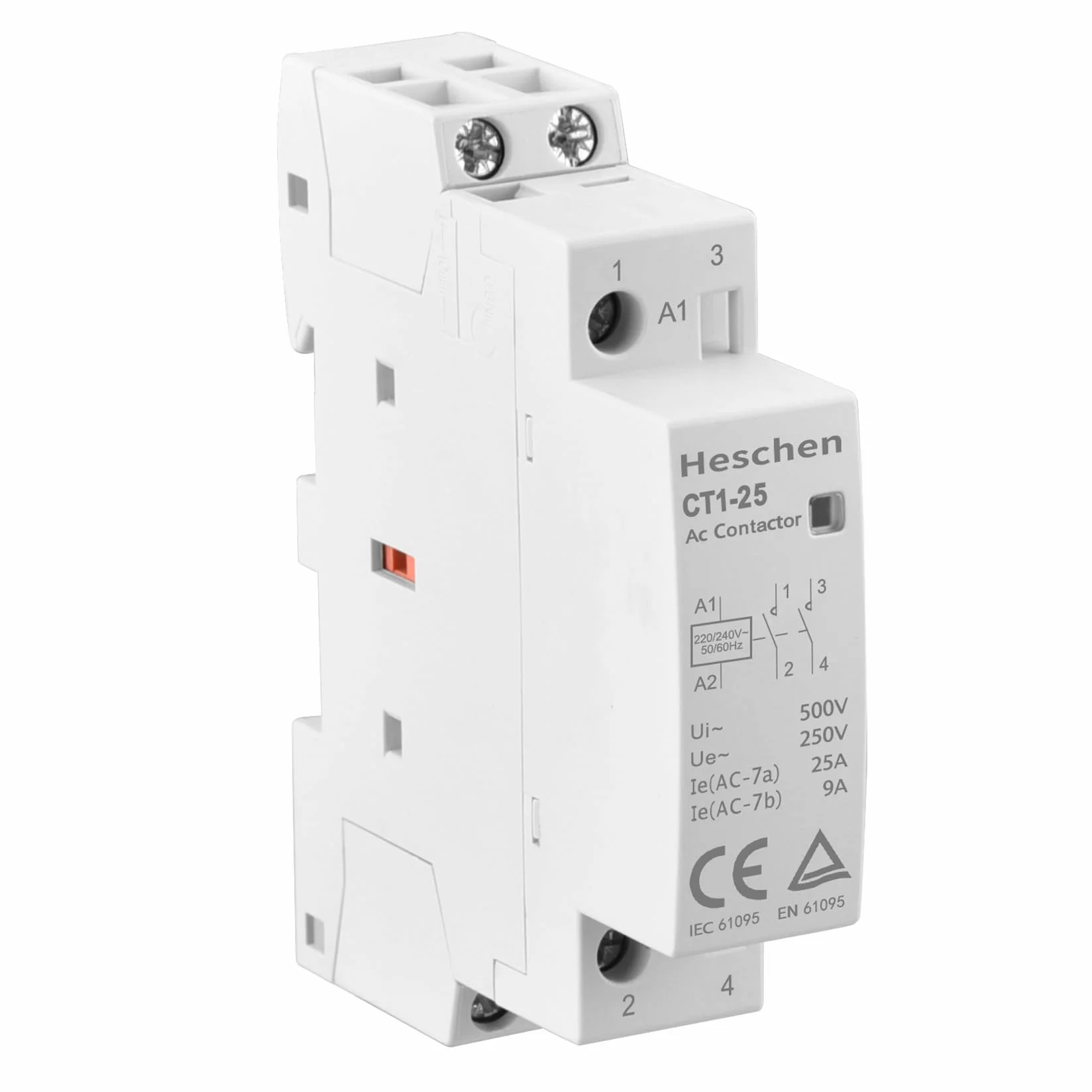 Heschen Contacteur alternatif CT1–25 2P AC 220V/230V 35 mm DIN rail
