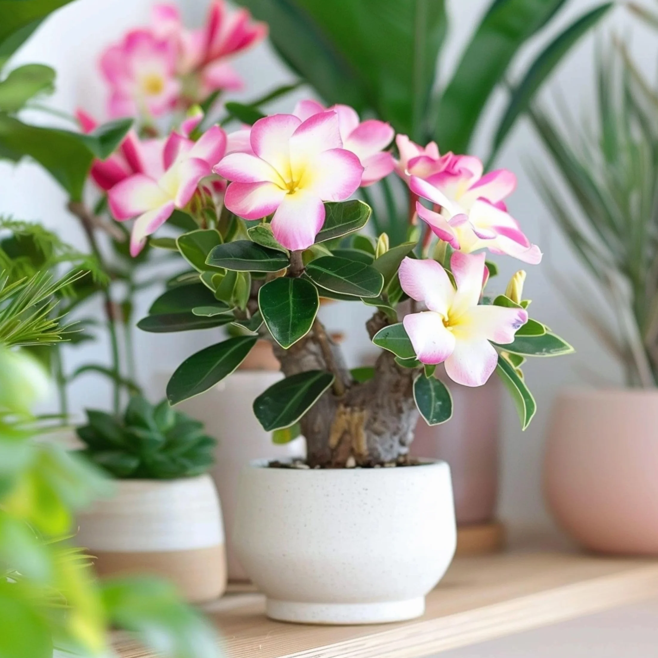 Adenium Obesum 'Étoile Rose' Rose du Désert Plante Exotique Pot 13cm 30-40cm
