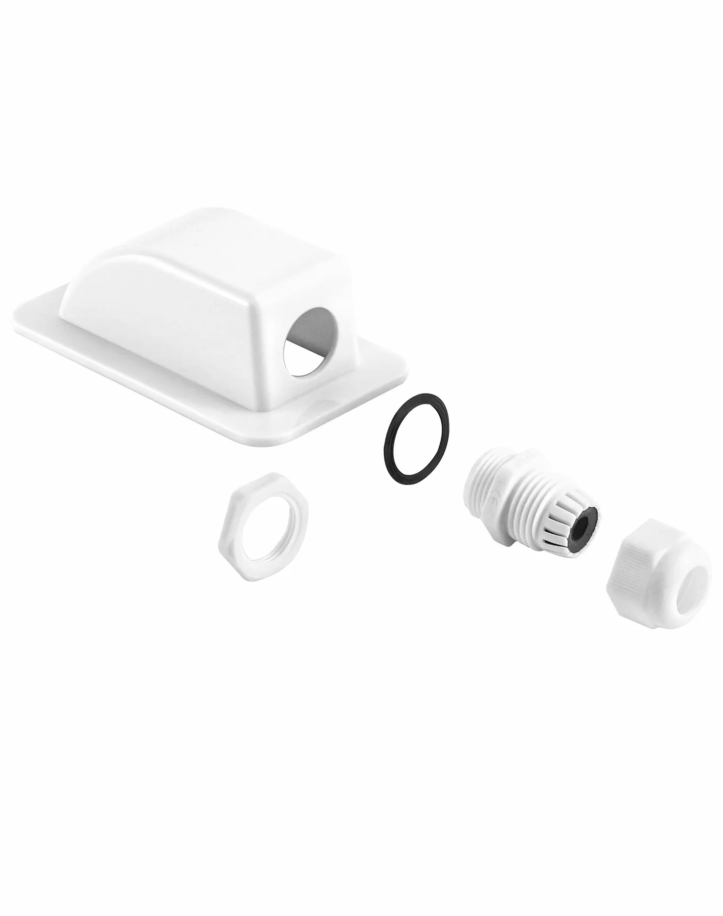 QWORK Passe-Toit IP68 Presse-étoupe Solaire étanche boîtier d'entrée de câble 1 Voie ABS Blanc
