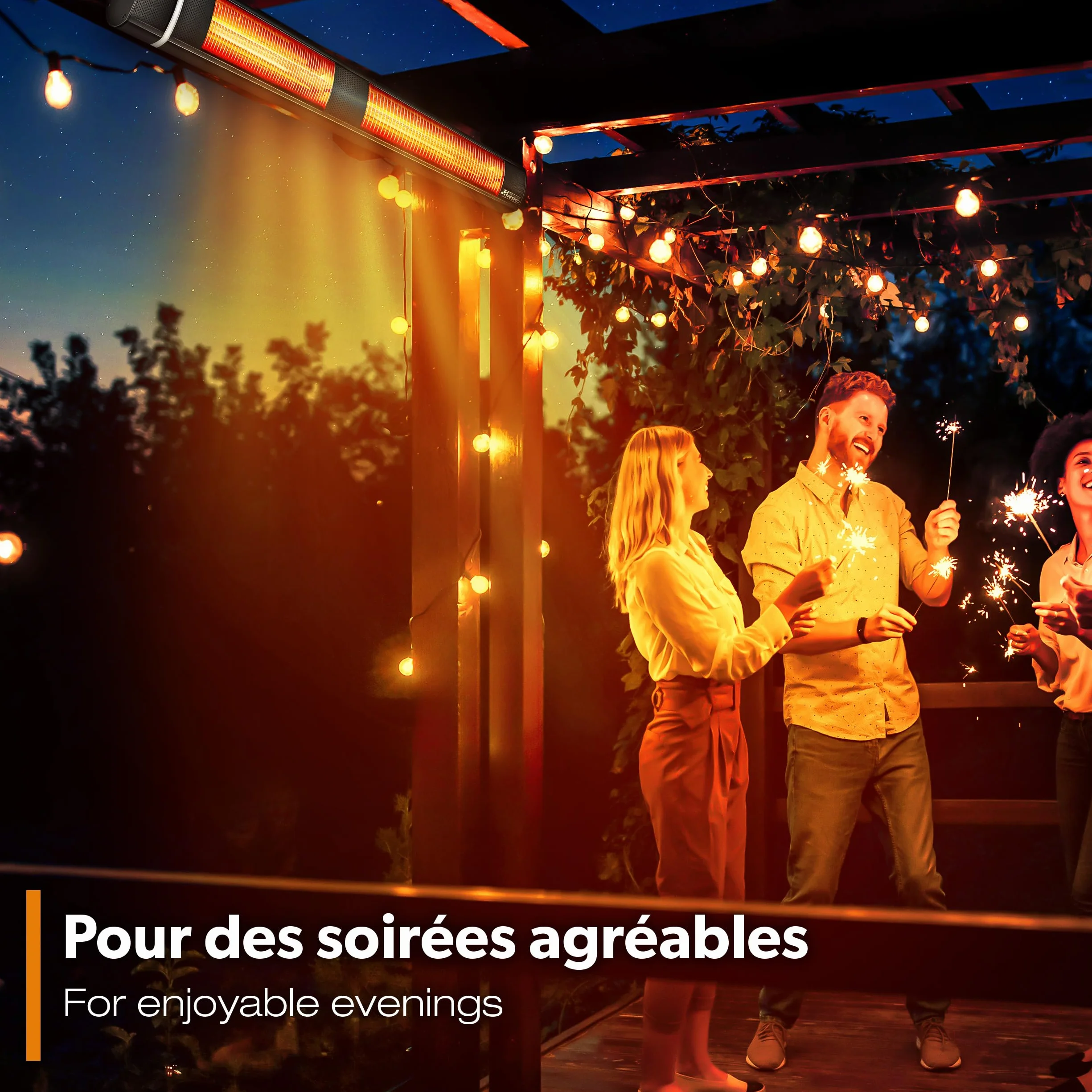 TRESKO Radiateur infrarouge extérieur 3000W Chauffage radiant terrasse Noir