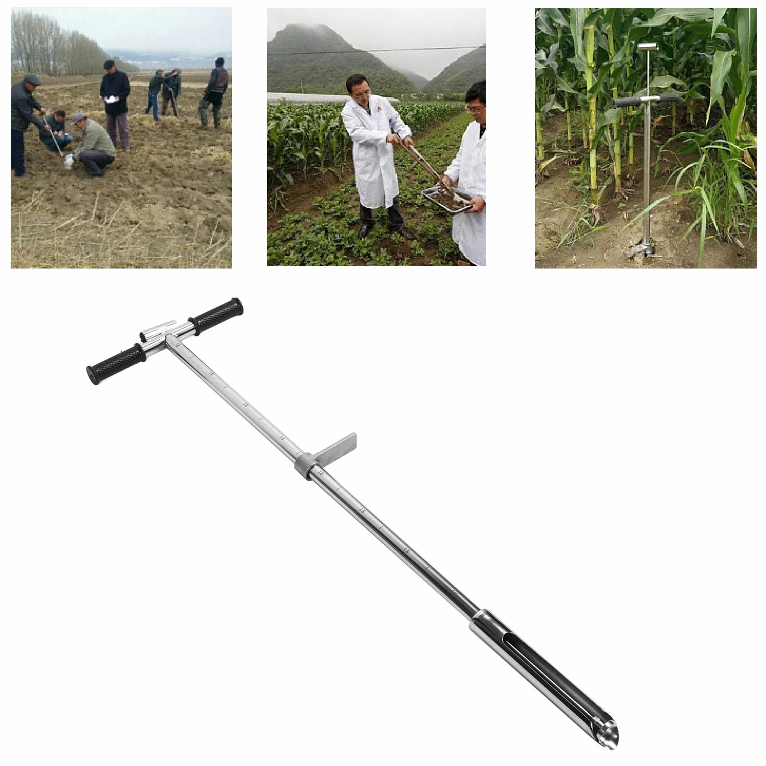 Outil de Sonde de Sol Outil D'échantillonnage de Sol Non perturbé avec Pédale D'éjection et Poignée en T en Acier Inoxydable pour L'échantillonnage du Sol de la Ferme du Jardin