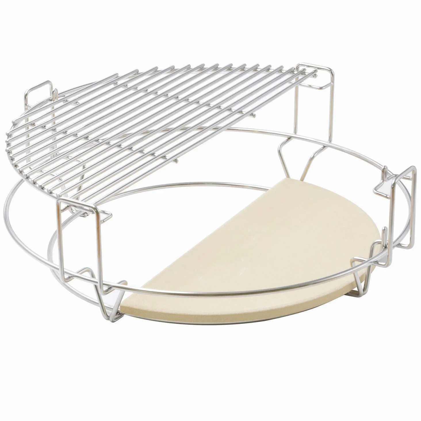 onlyfire Système de Grilles de Cuisson pour Large BGE et Kamado Joe Classic Joe, Accessoire pour Barbecue en Céramique Kamado de 46 cm, Grille Réglable en Hauteur avec Déflecteur de Chaleur