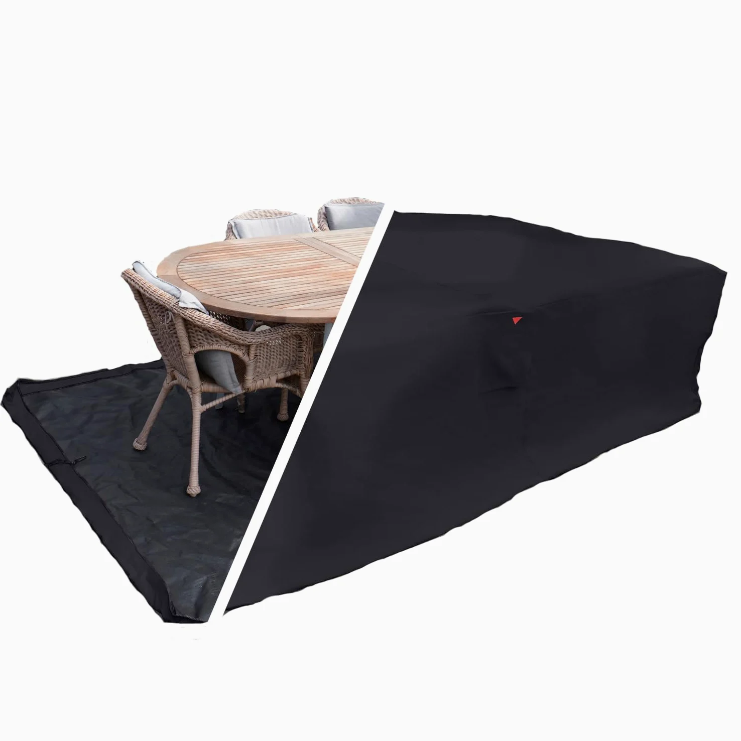 HOME It Garden Housse salon de jardin 235×180×95 cm - Oxford 600D enduit PVC, imperméable, protection UV, 2 aérations, fermeture éclair & cordon, noir