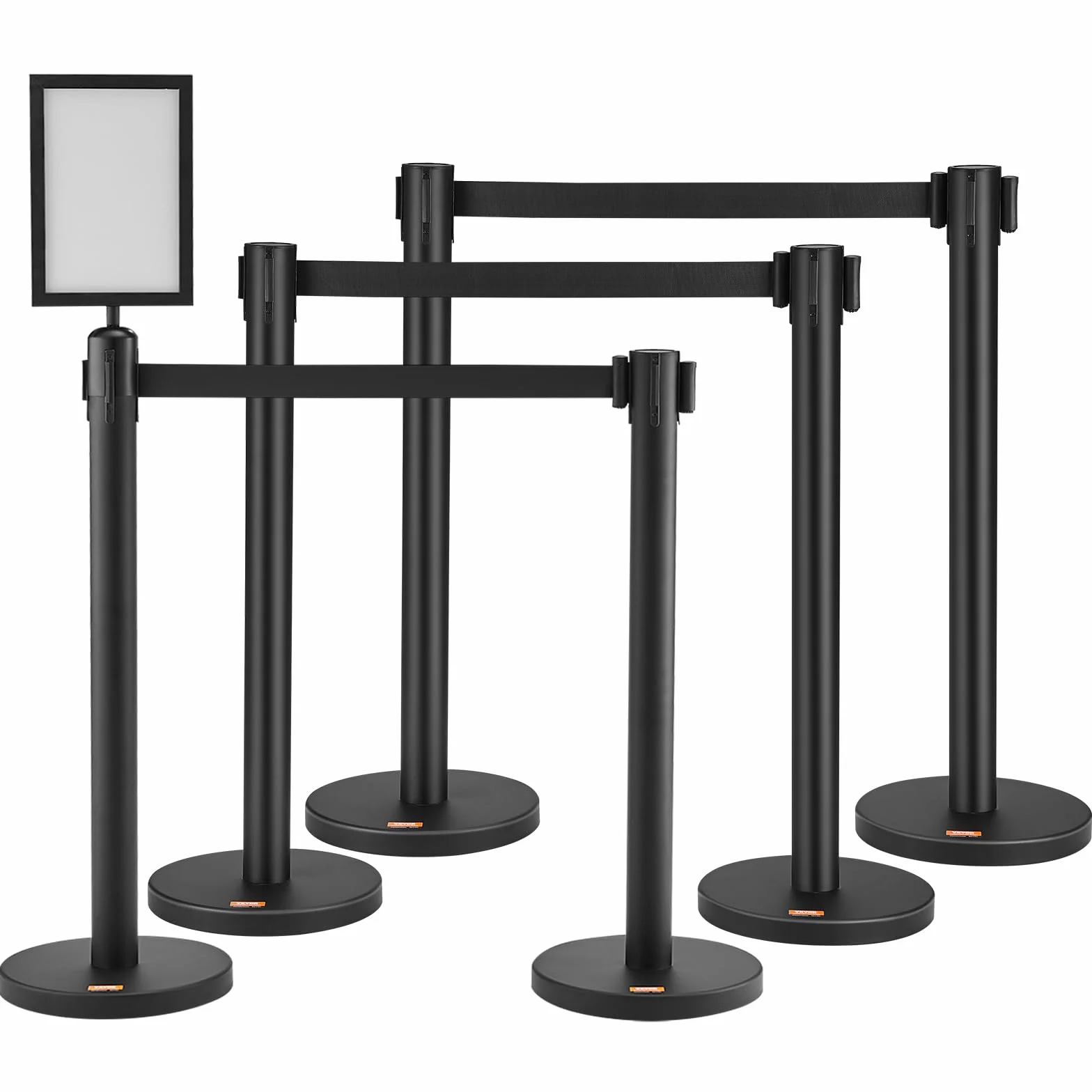 VEVOR Barrière de Balisage 6PCs Poteau de Guidage avec Rubans Rétractables pour Contrôle de Foules