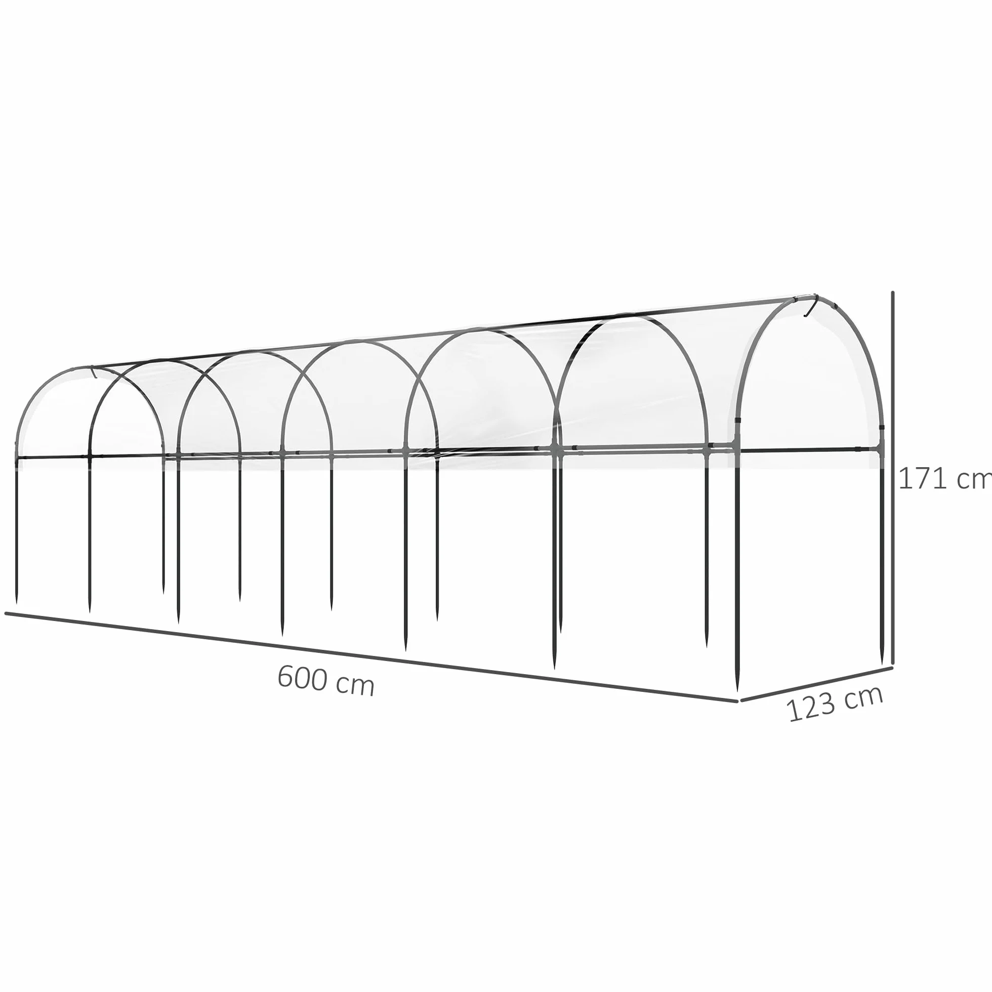 Outsunny Serre de Jardin 600 x 123 x 171 cm Transparent bâche renforcée châssis en Acier