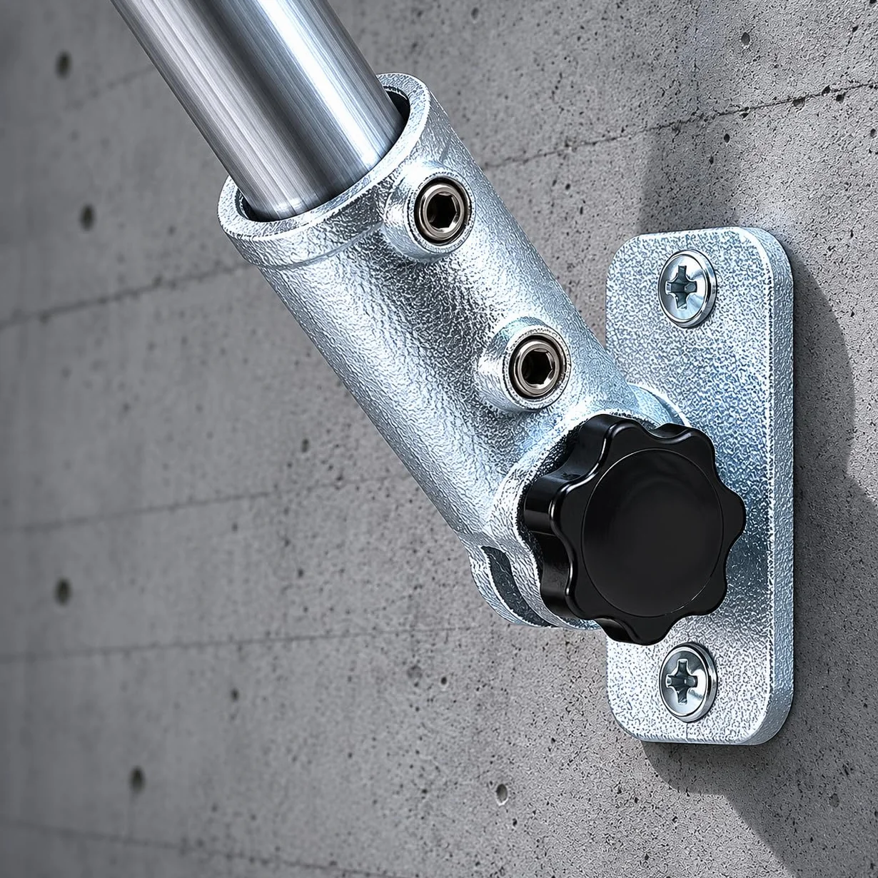 Murale tube fonte réglable, support tuyau galvanisé 25mm, pied ajustable 180° plomberie industrielle