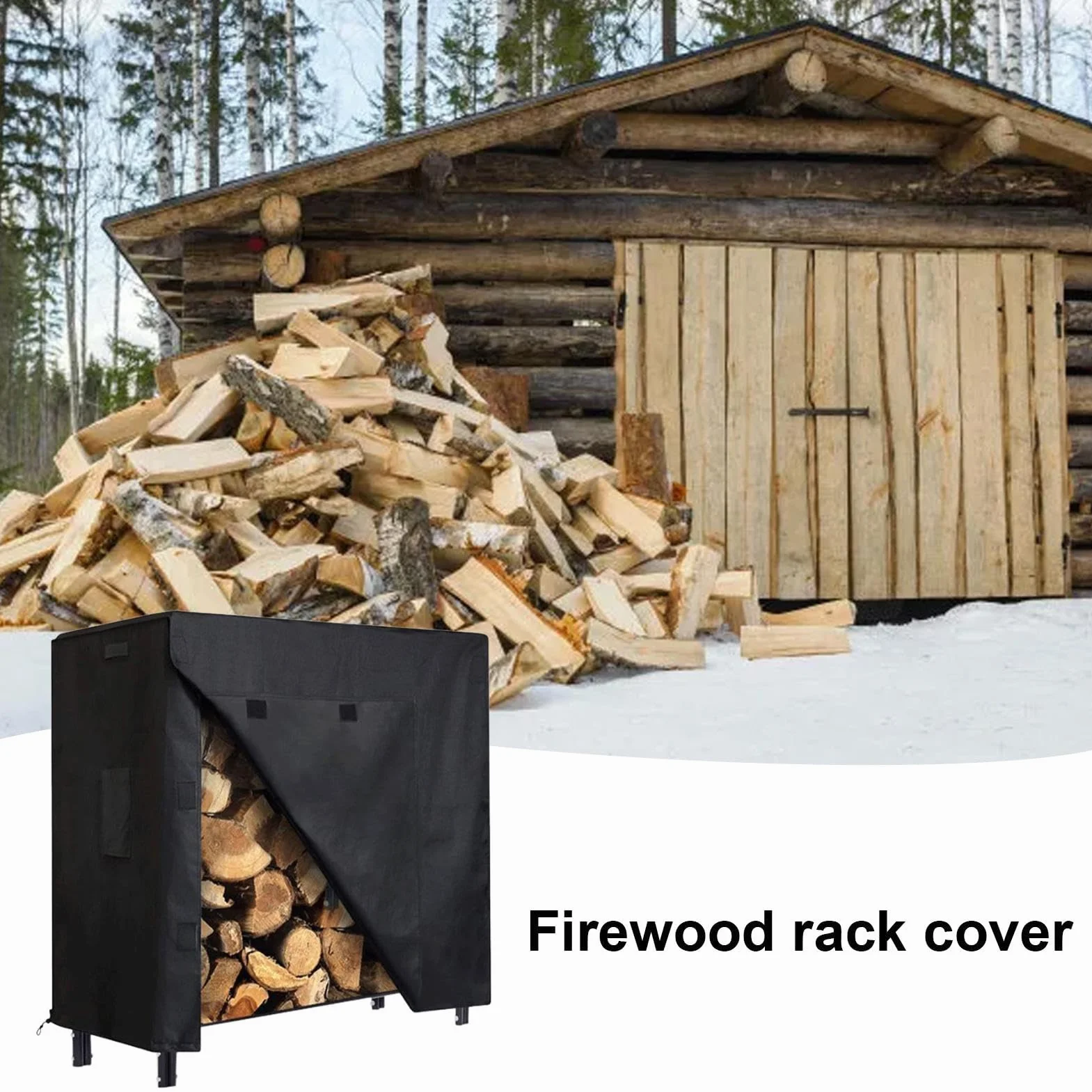 Support à bûches de bois de chauffage avec couvercle imperméable – Capacités imperméables, housse de support à bois de chauffage en tissu Oxford, couvertures robustes pour supports à bûches | Housses