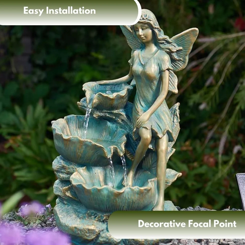Fontaine à eau solaire Garden Mile Décoration jardin Feuille fée