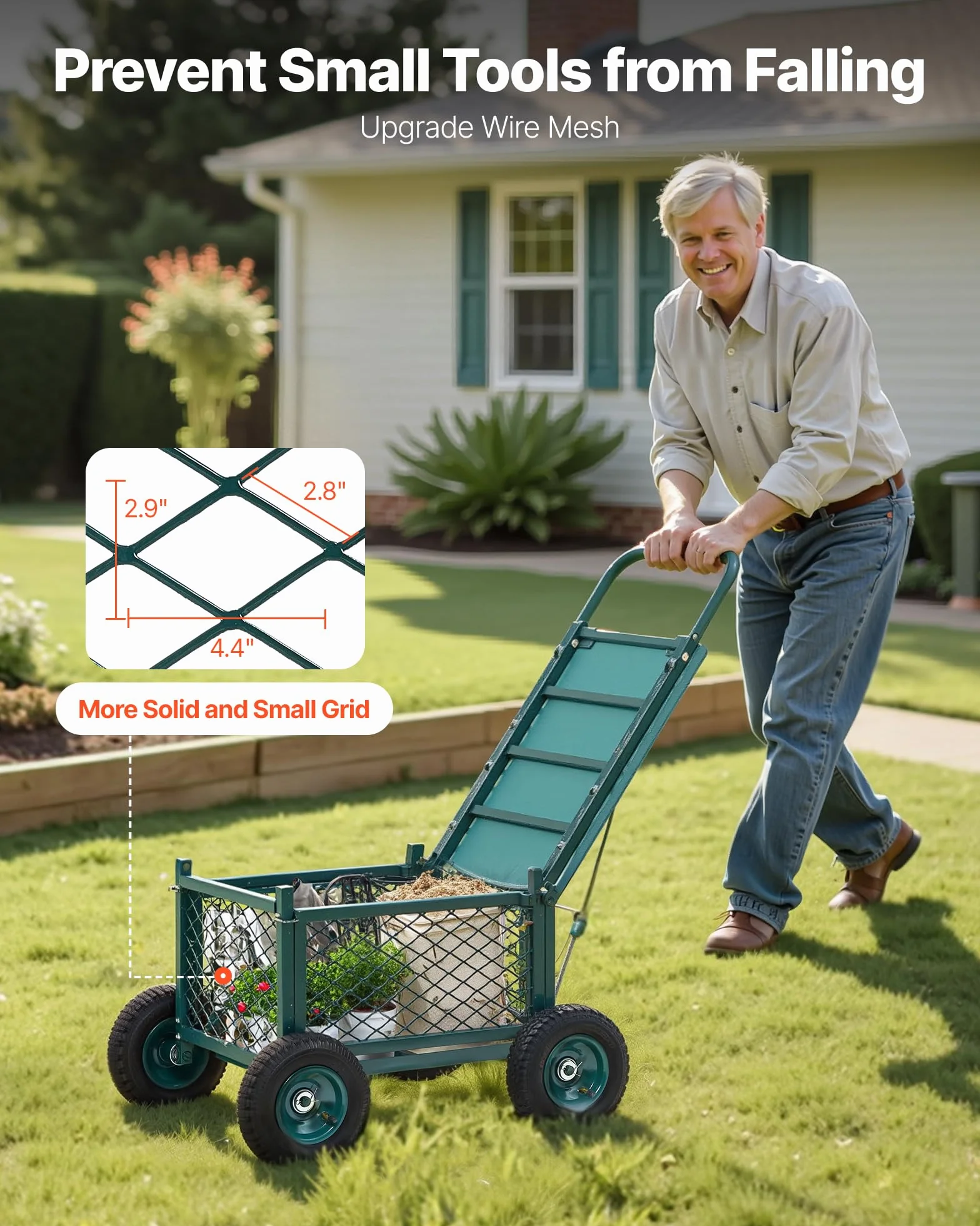 VEVOR Siège de Jardin Roulant, Tabouret de Jardinage avec Bac de Rangement, Capacité 181 kg, Métal