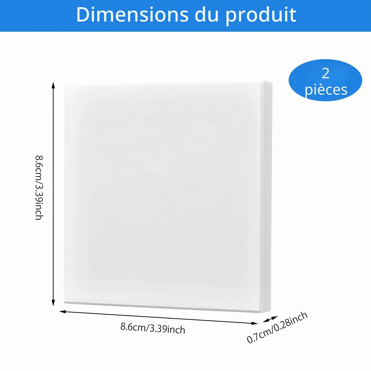Lot de 2 cache-prises encastrées Blanc 8,6 x 8,6 cm pour prises non utilisés