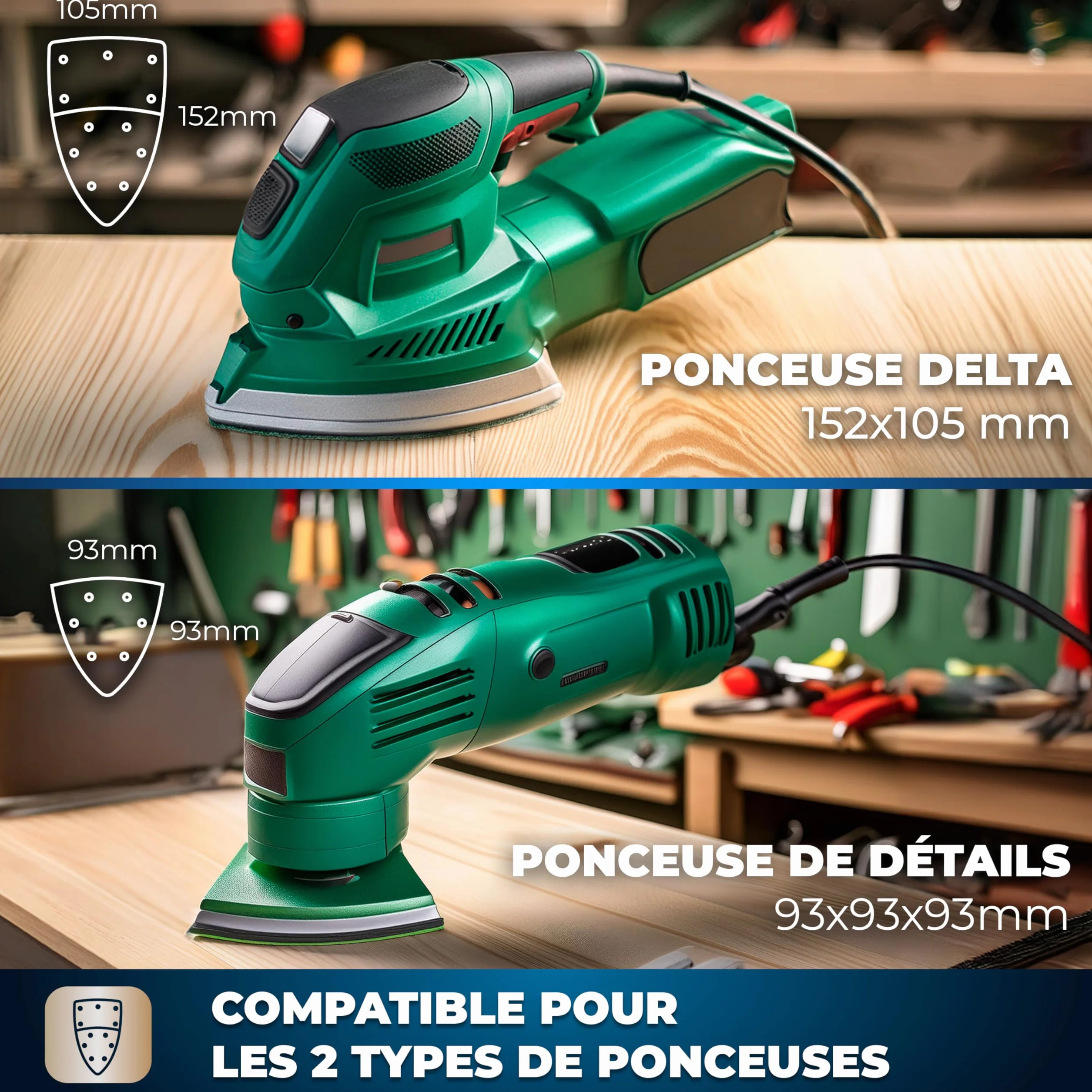 S&R Papier Abrasif Ponceuse Triangulaire Delta 105mm Grain P40/60/80/120/180/240