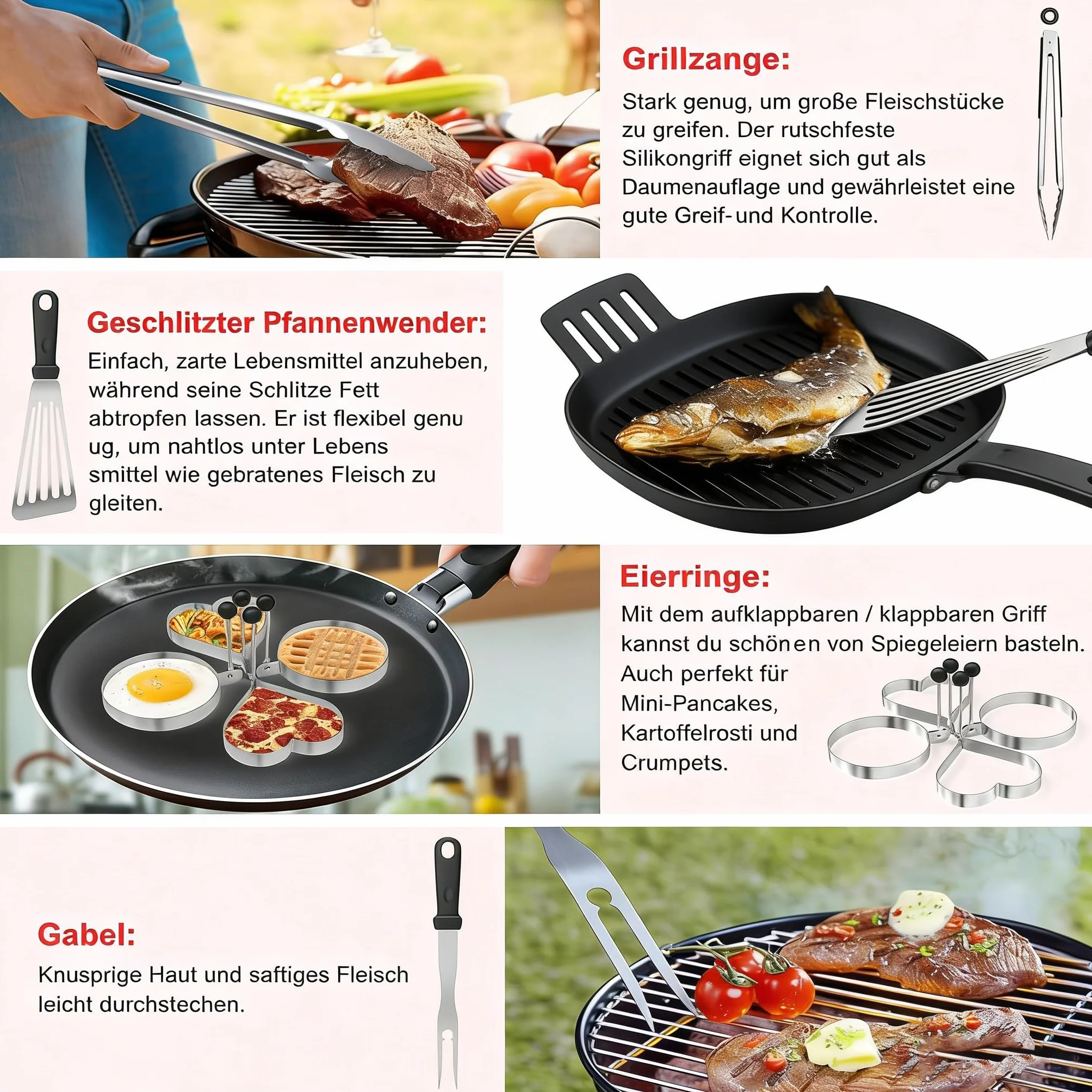 Kit d'accessoires de Barbecue en Acier Inoxydable, Spatule Plancha Set, 21 Pièces