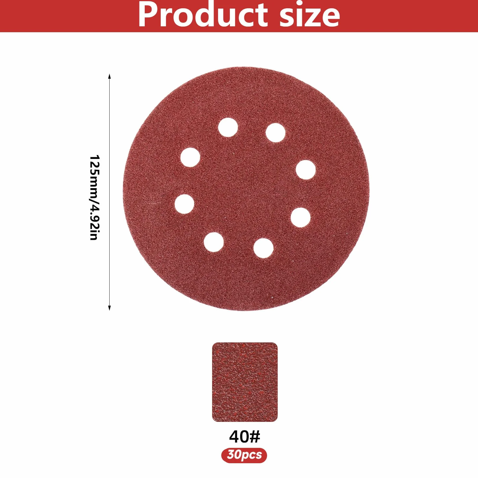 Disque Abrasif 125mm Grain 40 Papier à Poncer pour Ponceuse Excentrique