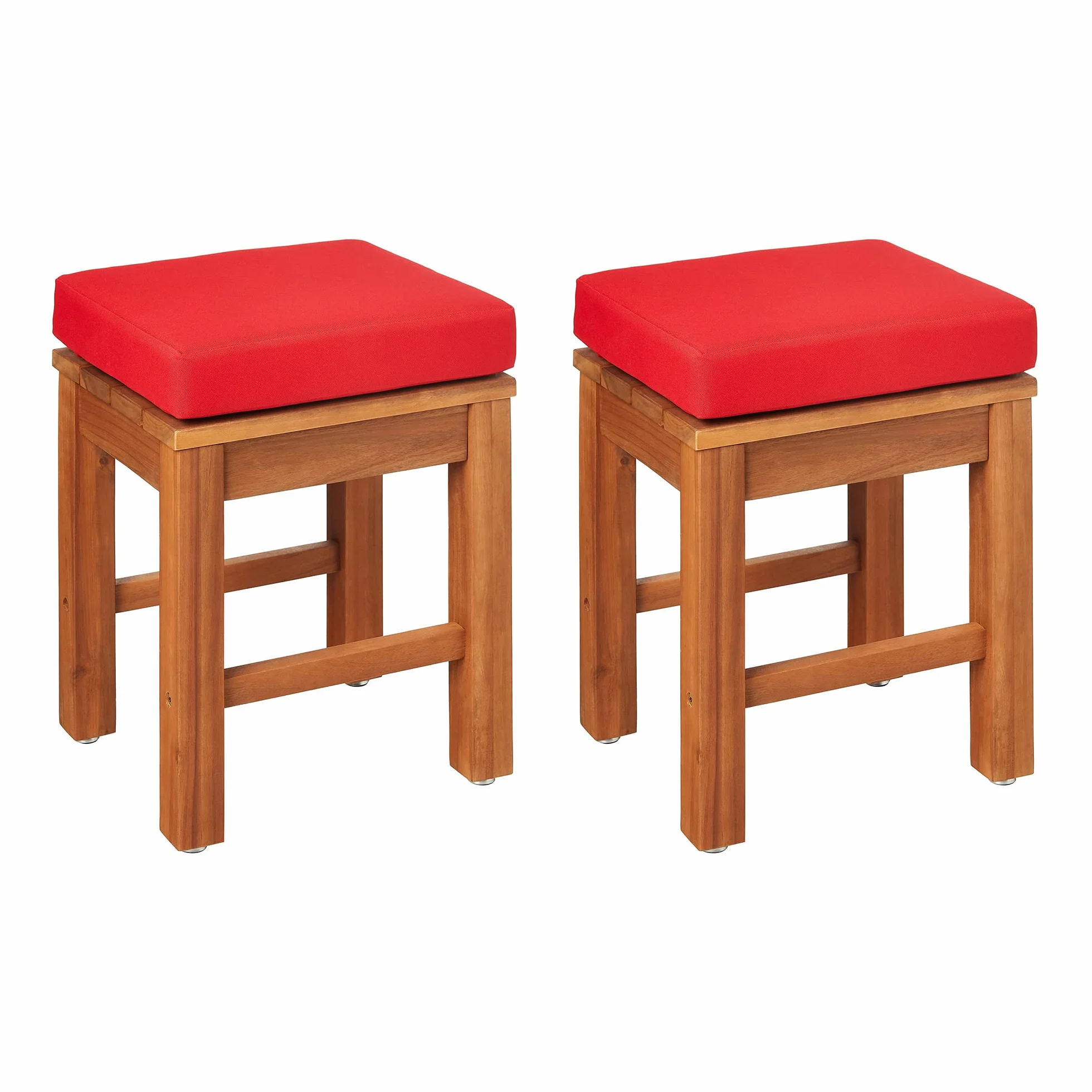 Amazon Aware Tabouret d'extérieur rembourré en bois d'acacia, Finition naturelle, Poids maximal supporté 102 kg