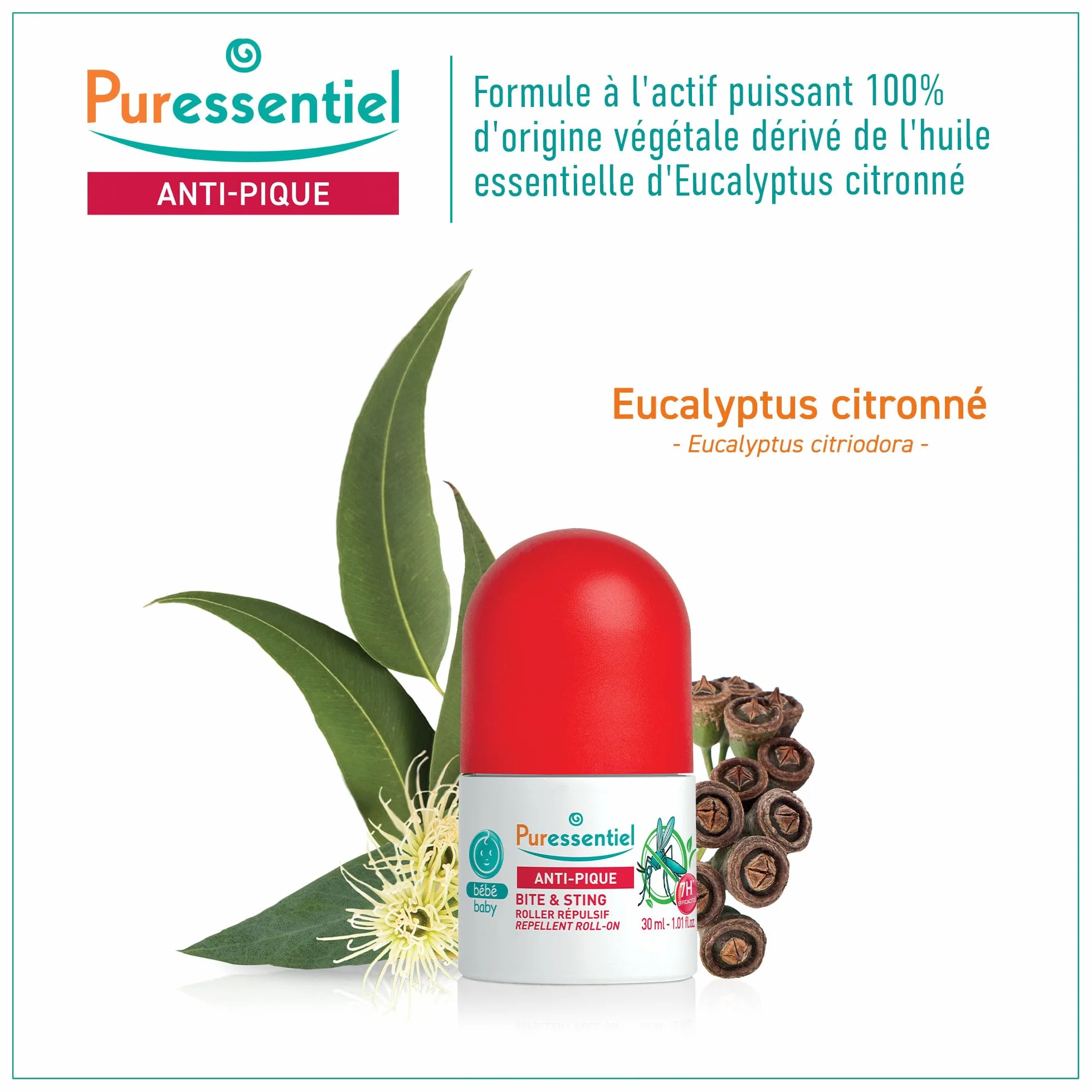 Puressentiel - Anti Pique - Roller Répulsif Bébé - Anti-Moustiques- Protection efficace contre les moustiques - Actif 100 pourcent d'origine végétale - Dès 6 mois - 30 ml