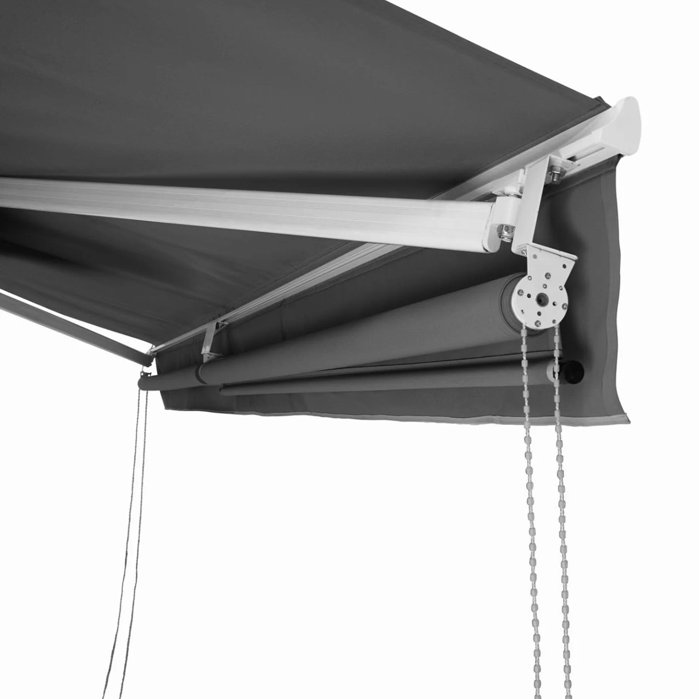 IDMarket - Store banne Manuel 4x3 M Gris Anthracite Lambrequin H.1,50 M