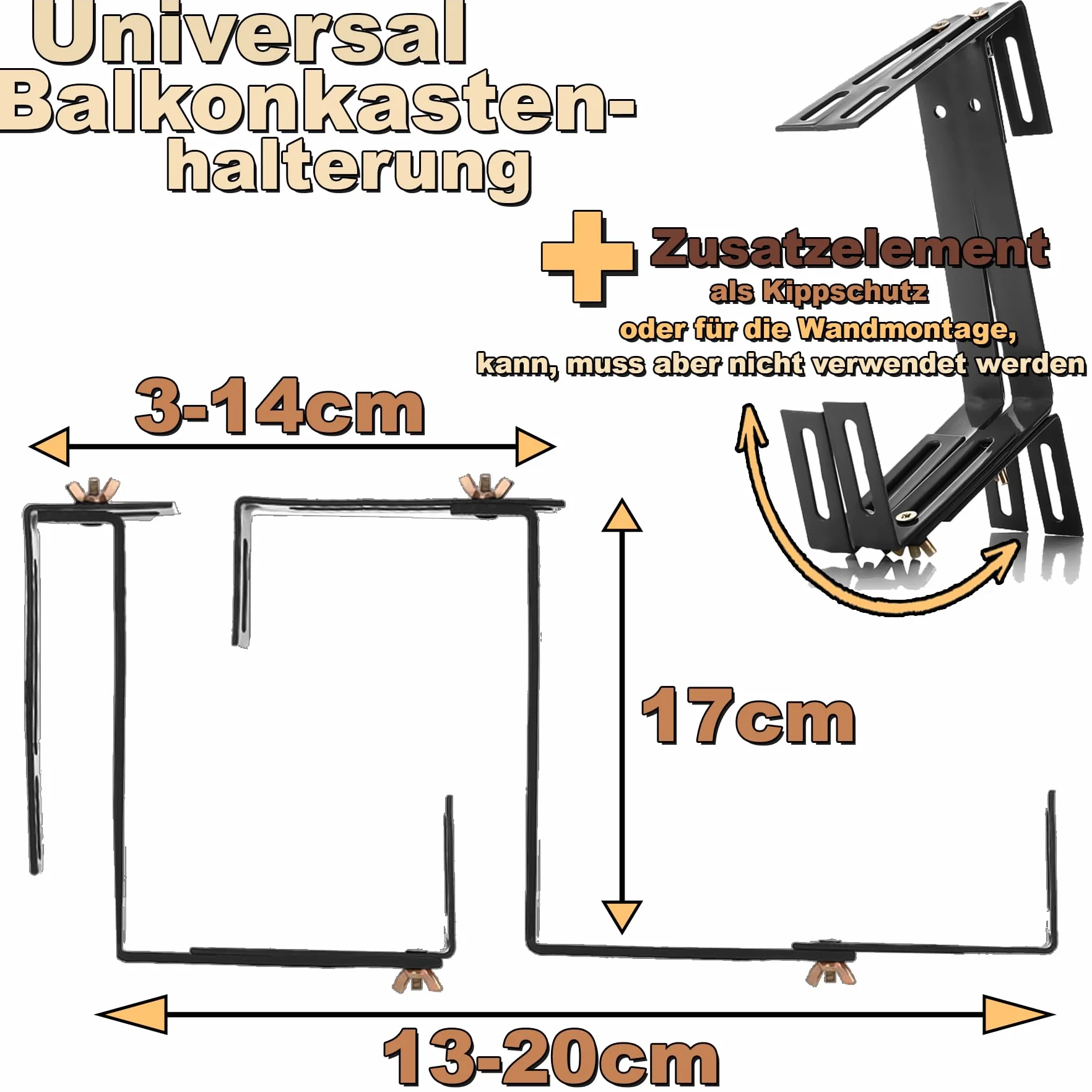 BigDean Lot de 8 supports de jardinières anthracite pour balcon et balustrade - Fixation réglable 3 positions