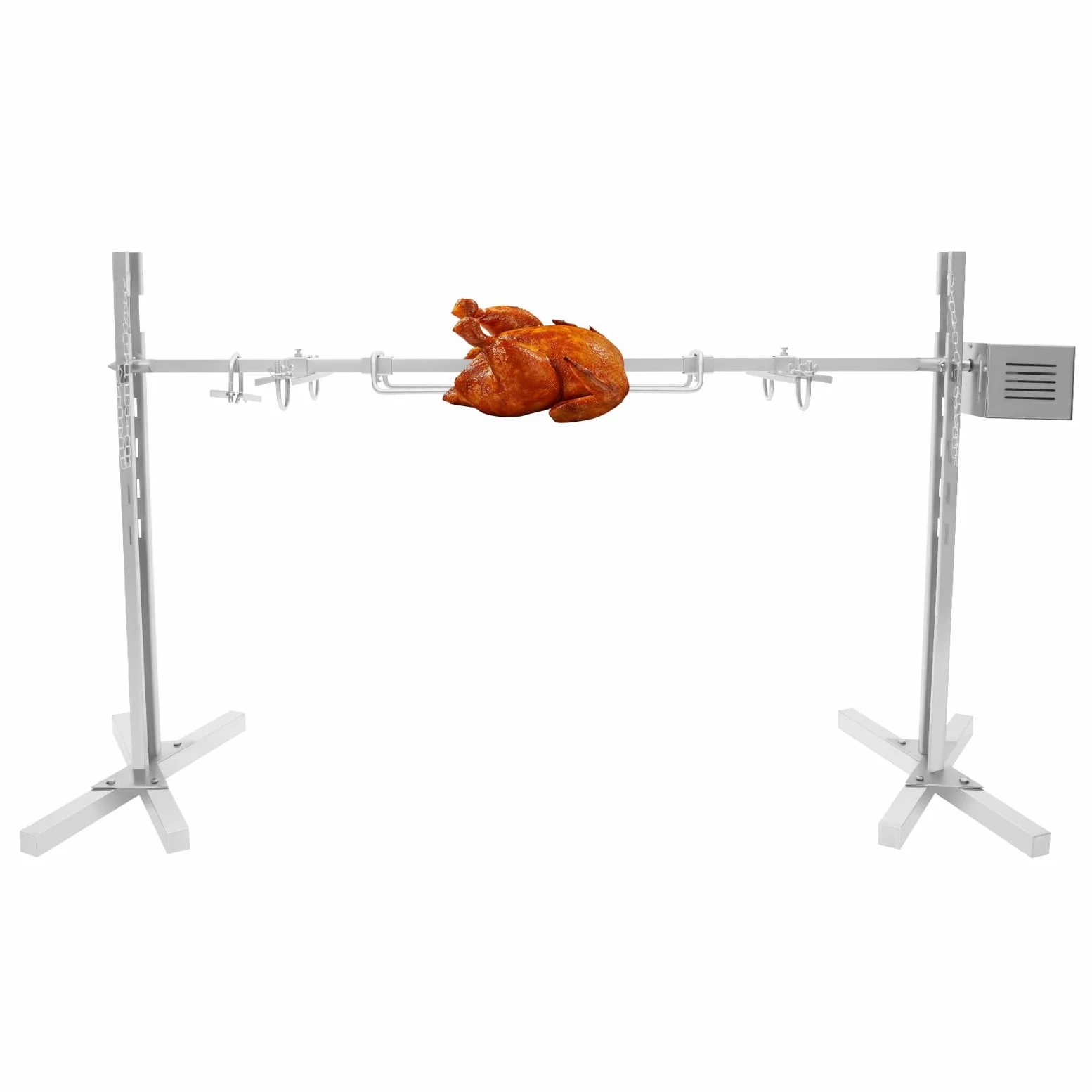 Barbecue à cochon de lait en acier inoxydable avec moteur, barbecue à rôtir pour cochon de lait, rôtissoire à brochettes réglable en hauteur, rôtissoire à broche en acier inoxydable commercial