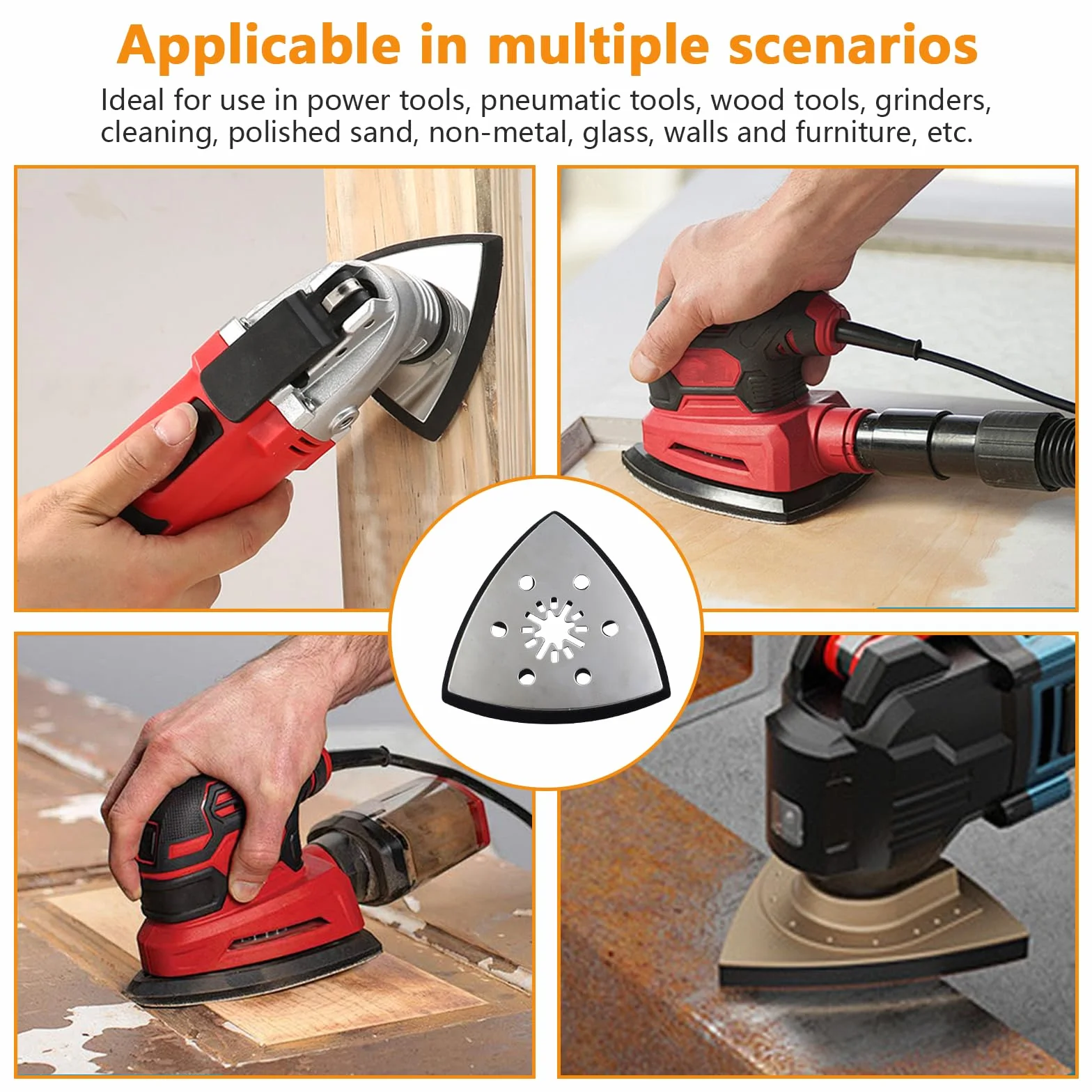 Lot de 2 plaques de ponçage triangulaires 93 mm Multitool Plateau de ponçage Ponceuse triangulaire Accessoires ponçage et polissage
