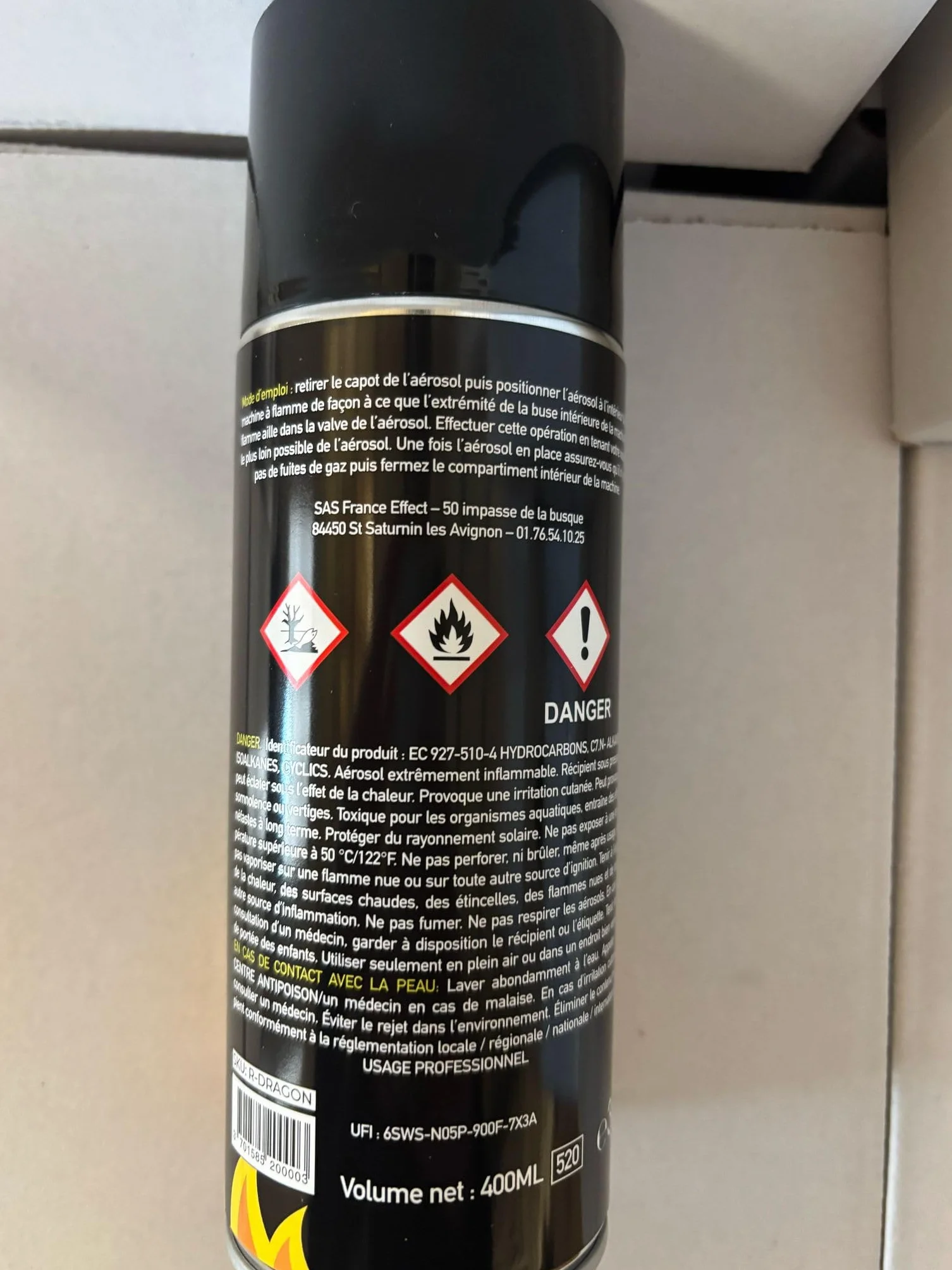 France Effect 4 Recharges Flamme Dragon Effect Dragon Tower III 400ml Recharge projecteur flammes puissantes sans résidu