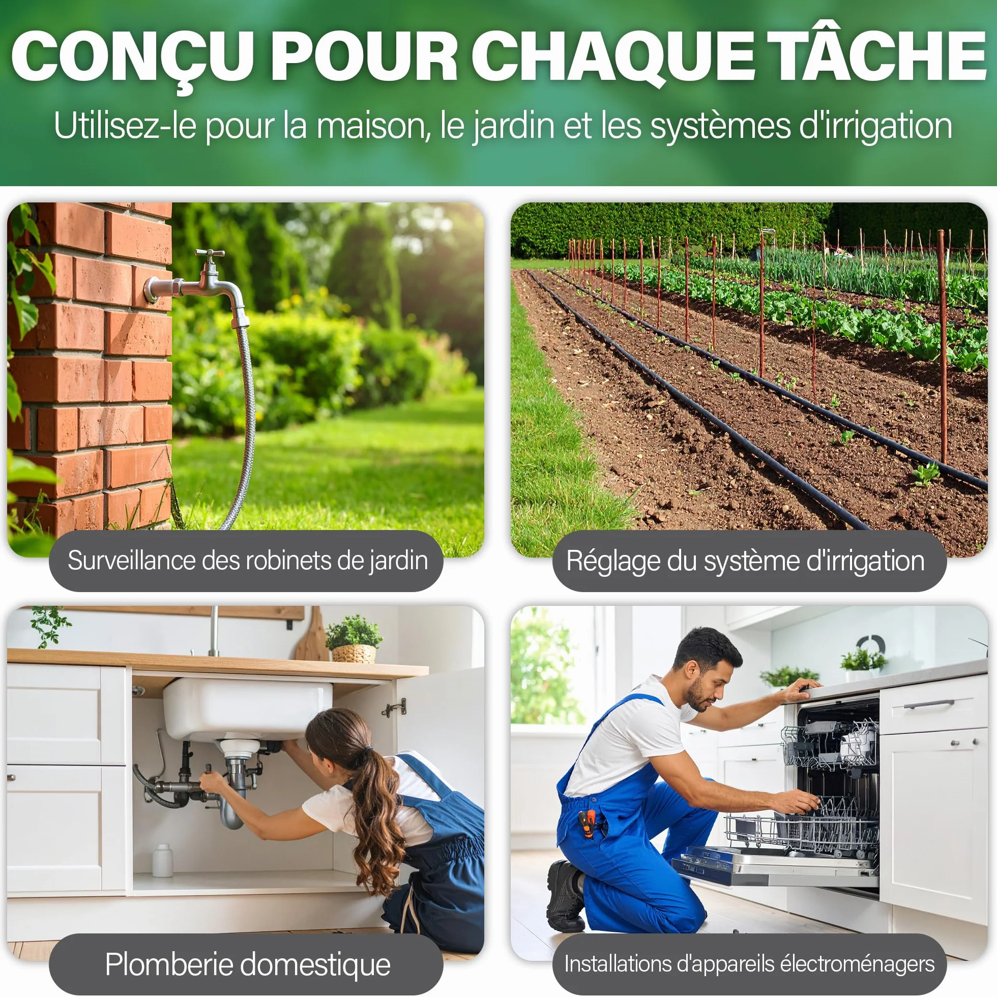Manomètre de pression d'eau réseau 0-11 bar 0-160 PSI avec connecteur pour robinet de tuyau