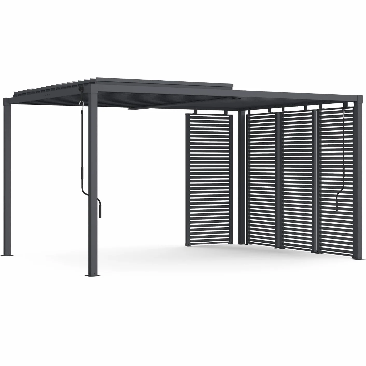 IDMarket - Pergola bioclimatique Lames orientables Acier 3x4 M avec persiennes Horizontales Gris Anthracite