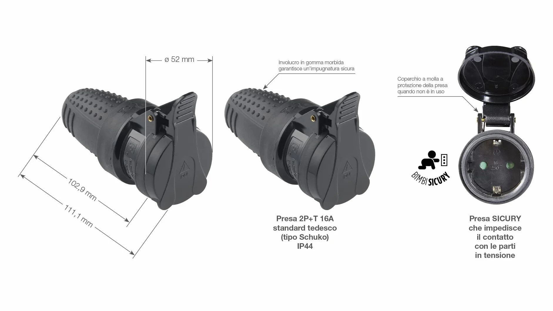 VIMAR Fiche 2P+T 16A 250V IP44 Standard Allemand Français