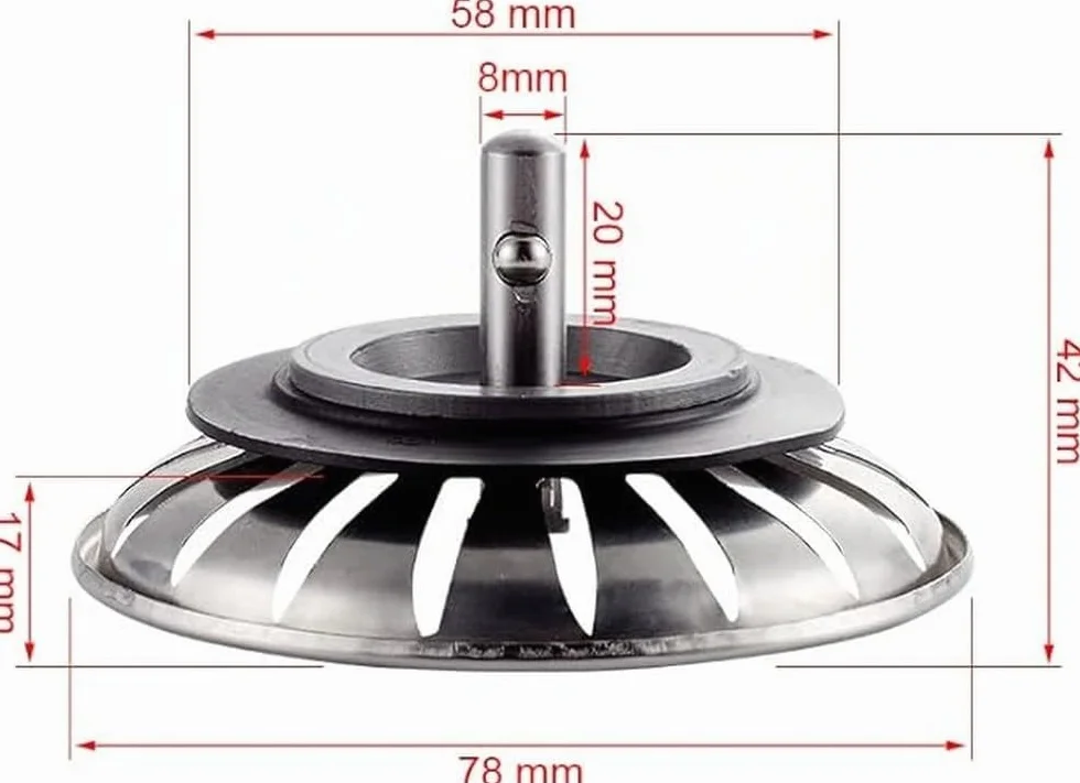 Ibergrif Bouchon Evier Cuisine Inox 78MM Filtre Evier Universel 2 Pièces