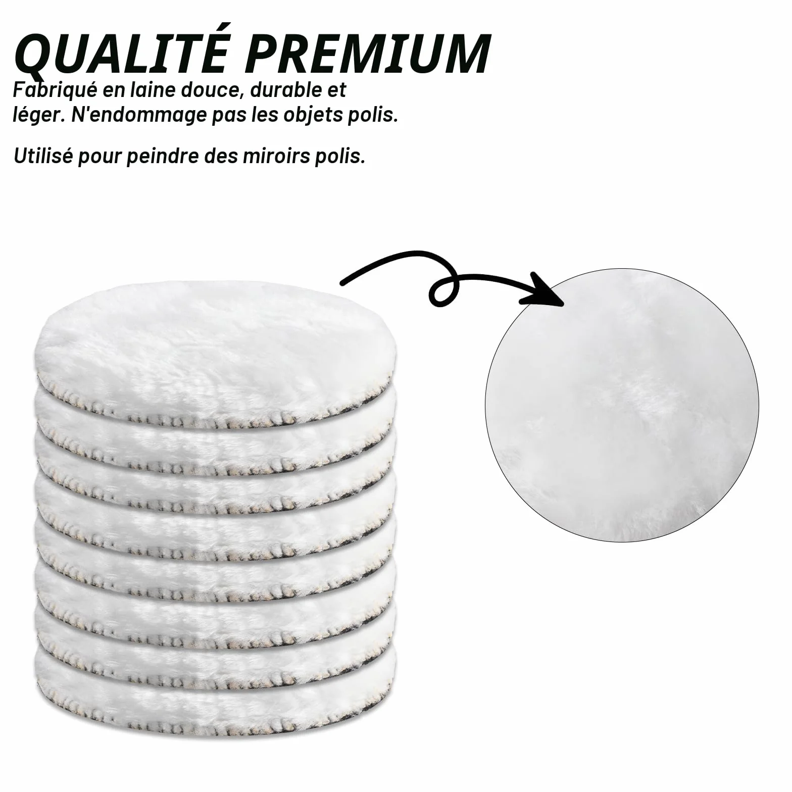 Disques de Polissage Laine 100mm Lot de 8 pour Meuleuse d'Angle Polissoir