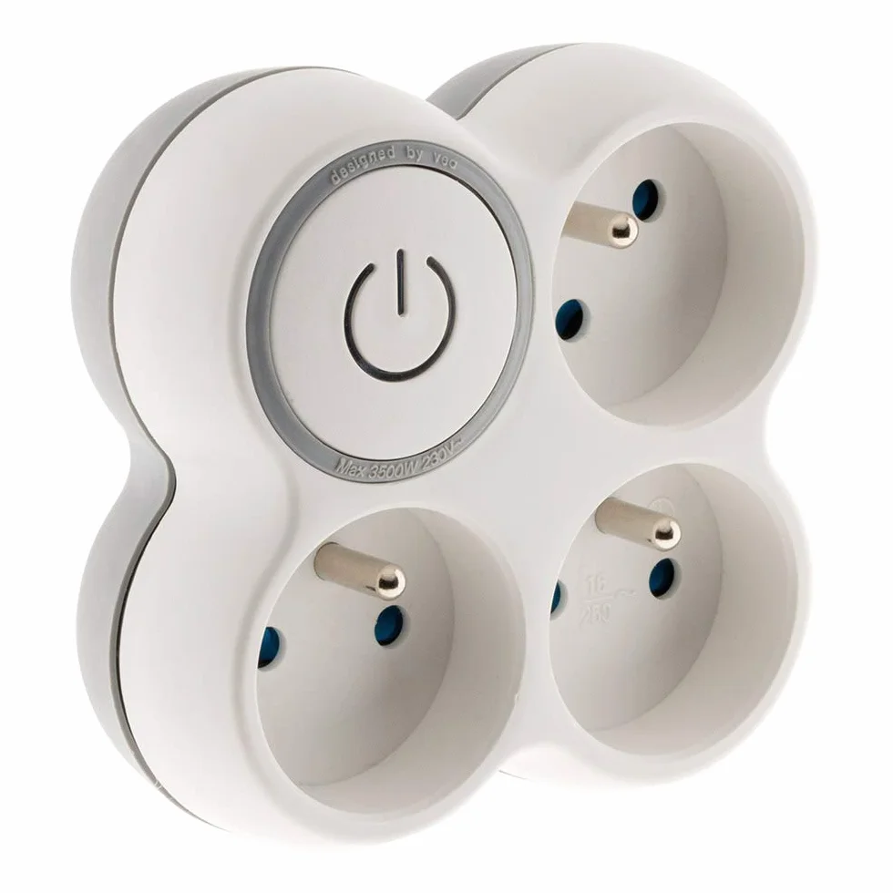 Zenitech 16A 2P+T Façade avec Interrupteur Gris/Blanc Triplite