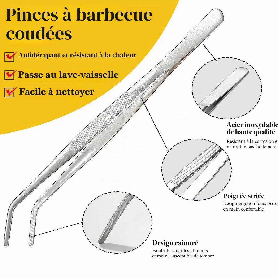 Berglander Pinces de Cuisine Tongs 2 pièces, 30,5 cm Extra-Longues en Acier Inoxydable Métal Robustes Pinces de Cuisson pour Chef, Service des Aliments, Grill, Culinaire, Pâtes, Salade, BBQ