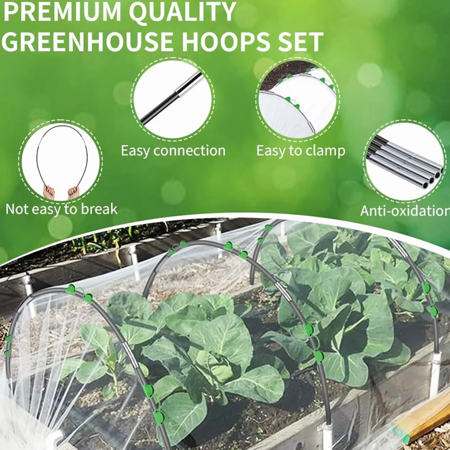 Shengruili 30 pièces Arcs de tunnel de plantation, 3X10M filet anti-insectes, tunnel en film pour jardin surélevé, filet pour légumes de jardin, filet de protection des plantes, filet pour plantes et